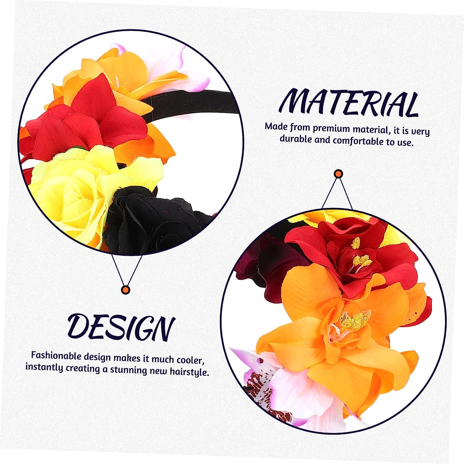 FRCOLOR Halloween Headband for Dead Headdress Floral Hair Hoop for Women Costume Accessory Comfortable Fit for Cosplay Events