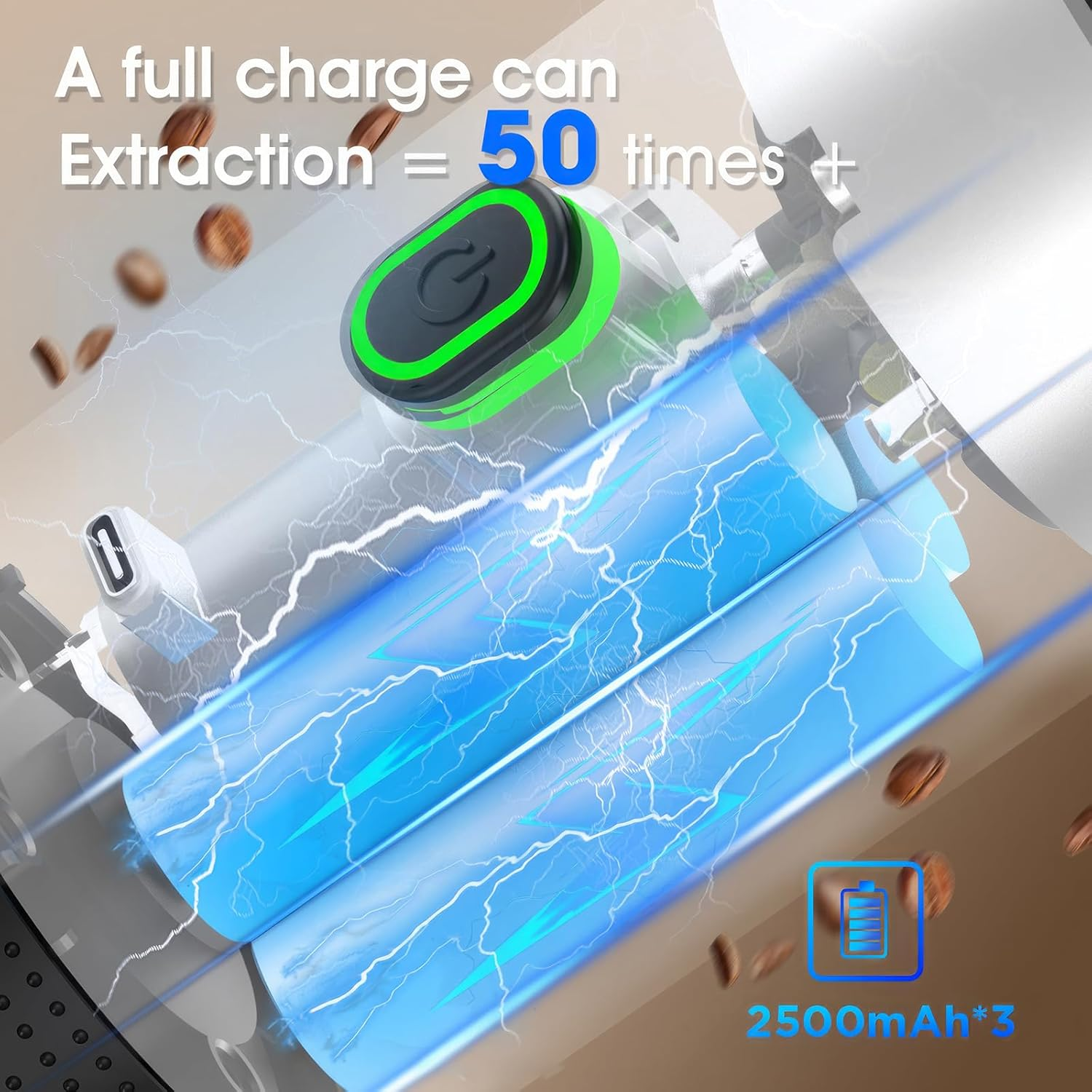 Portable Espresso Machine, Travel Coffee Maker for Camping & Car, Self-Heating, Compatible with Ground Coffee & NS Capsules, Cold Brew and Heating Mini Coffee Maker with 150Ml Cup image number 6