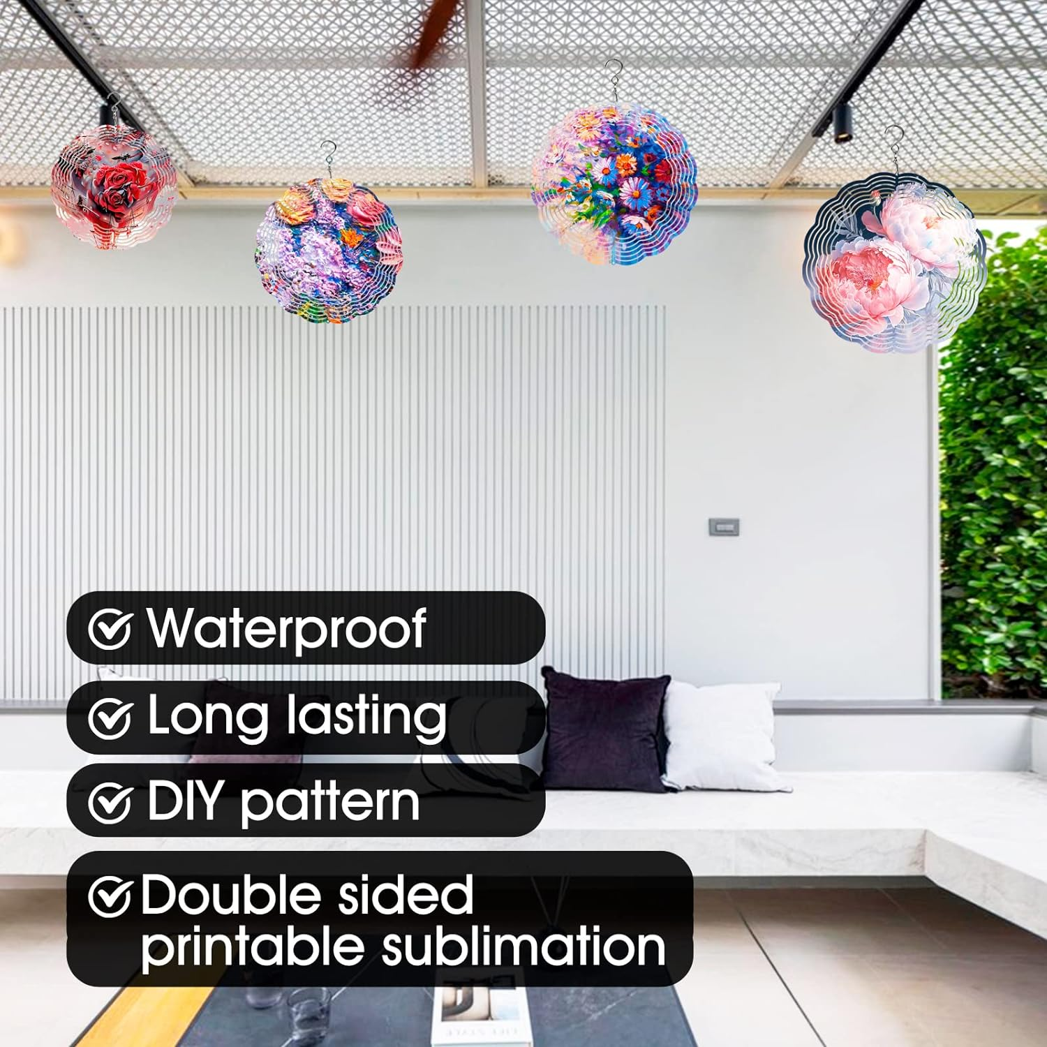 10 Pack 8 Inch Sublimation Wind Spinner Blanks,Wind Spinners Sublimation Blanks 3D Aluminum Metal Wind Spinners for Yard and Garden Indoor Outdoor Window Porch Decoration round (10 Pcs 8 Inch) image number 4