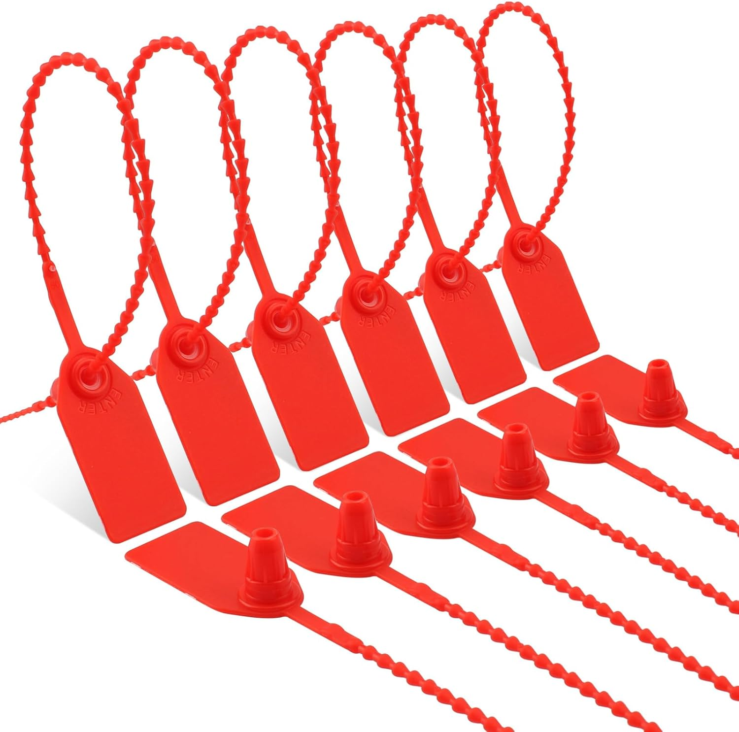 Cozy Core Plastic Tamper Proof Seals, 250Mm Disposable Self-Locking Zip Ties for Fire Extinguishers, Pull Tite Security Tags (Red) (100 Pack) image number 5