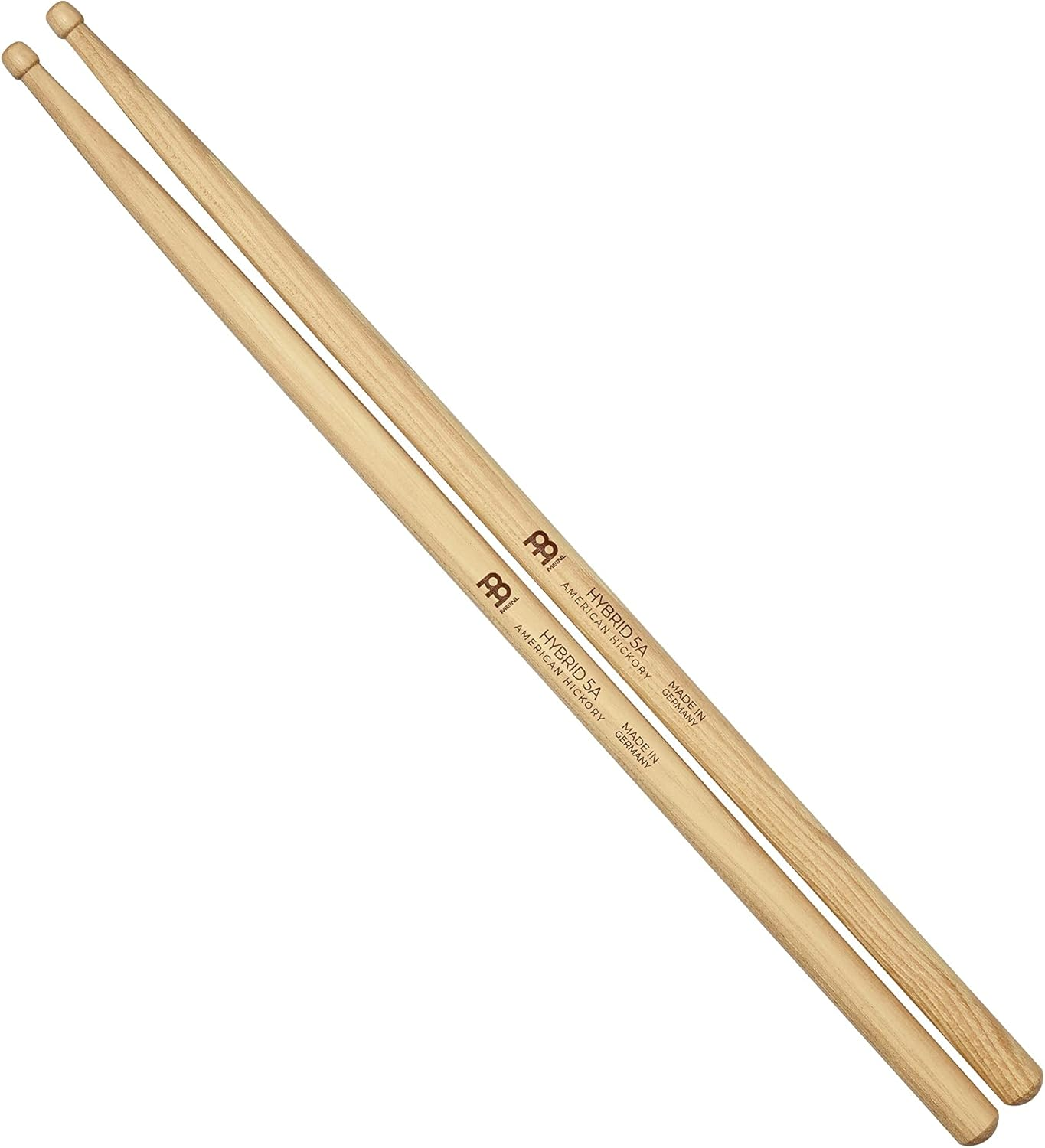 Meinl Stick & Brush Drum Sticks &ndash; Hybrid 5A &ndash; 1 Pair &ndash; Hybrid Tip &ndash; Long Taper &ndash; Weight and Pitch Matched &ndash; 0.565 Inch Diameter &ndash; Drum Kit Accessories, American Hickory Wood (SB106) image number 3