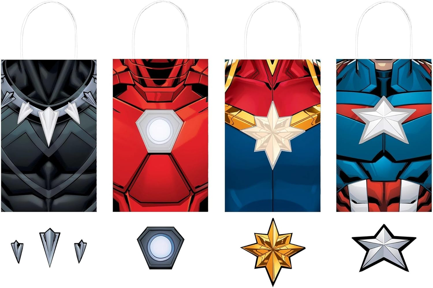 Amscan Multicolor Retro Rainbow Printed Paper Kraft Bags - 8.5" X 5.25" X 3.25", 8 Pieces - Perfect for Parties, Gifts & Goodies image number 1