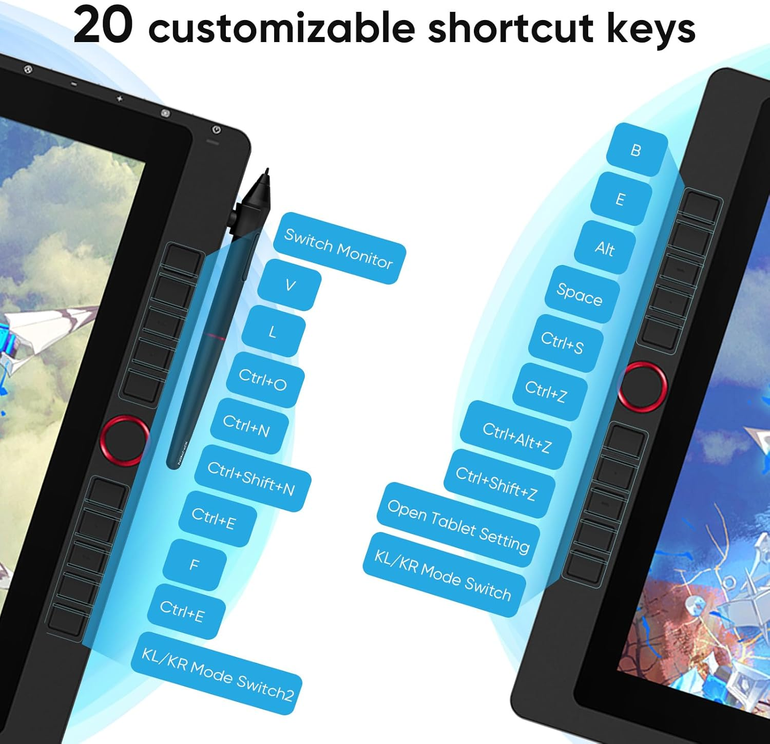 XP-PEN 22R Pro Drawing Monitor 21.5 Inch Pen Display Graphic Monitor IPS Monitor with Two Red Dial Wheels and 20 Express Keys Battery-Free Stylus Tilt Supported 88% NTSC (Adobe Rgb≧90%，Srgb≧120%) image number 4