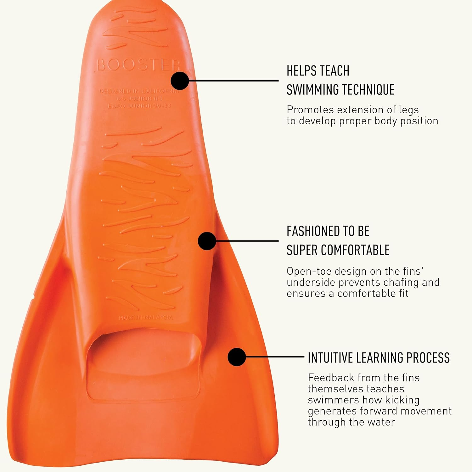 FINIS Booster Swim Fins for Kids - Floating Rubber Fins - Teaches Kick Technique - Open-Toe Design - Comfortable Fit - Green image number 7