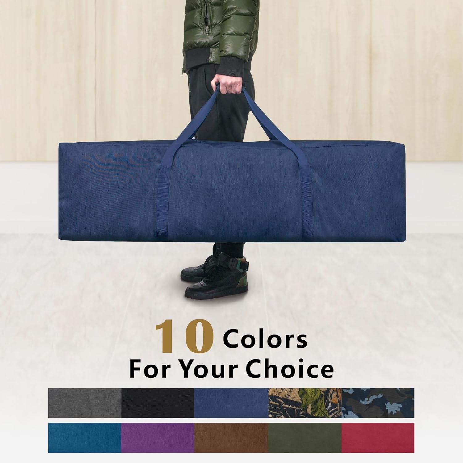 Topdesign 1-Pack 46 Inch Extra Large Zippered Duffel Bag for Travel Camping Sports Equipment Storage, Waterproof Foldable Luggage Bag with Padded Handles (Blue) image number 4