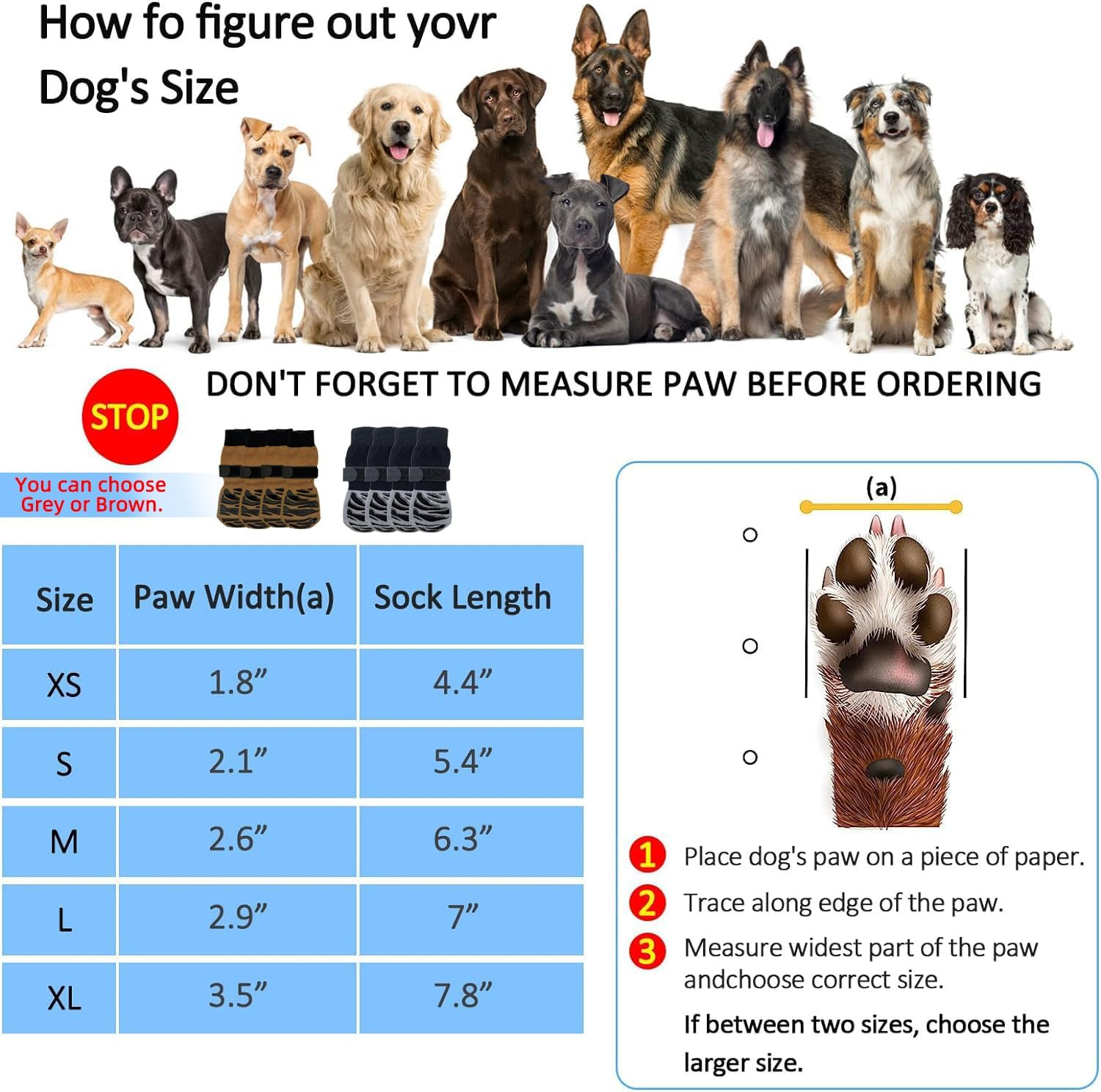 Hcpet Anti-Slip Dog Socks - Premium Non-Slip for Hardwood Floors, Extra Thick Grip That Works Even When Twisted, Preventing Paws from Scalding on Outdoor Pavement (Grey, XS) image number 1