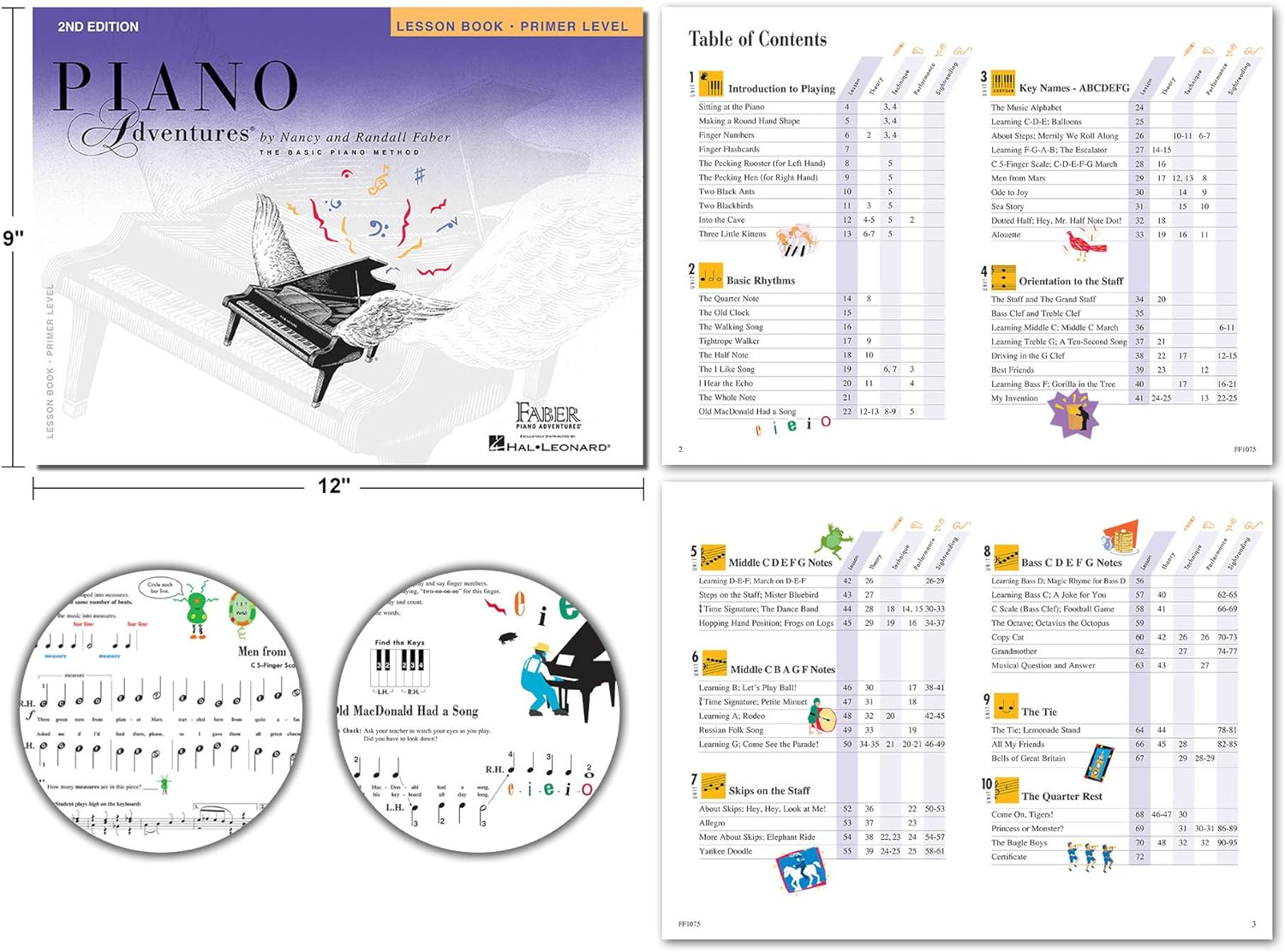 Piano Adventures Primer Level Learning Set by Nancy Faber - Lesson, Theory, Performance, Technique & Artistry Books & Juliet Music Piano Keys 88/61/54/49 Full Set Removable Sticker