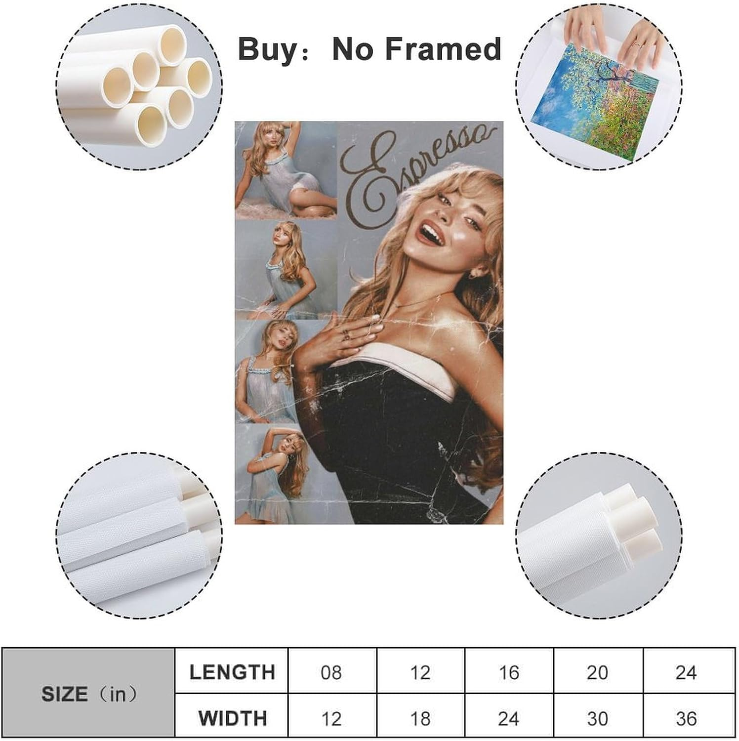 Wall Art Sabrina Music Carpenter Canvas Art Poster Poster Canvas Painting Wall Art Picture Home Decor Print for Bedroom Living Room Dorm Study Bar Office 12X18Inch(30X45Cm) image number 4