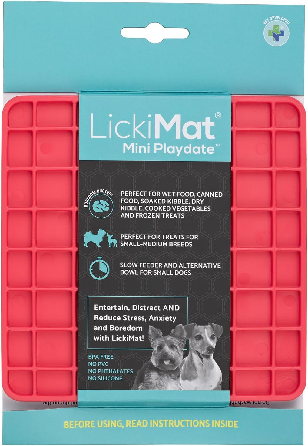 Lickimat Mini Classics - Interactive Pet Feeding Mat for Dogs, Slow Feeder with Modern Design, Enrichment for Family Bonding and Anxiety Relief