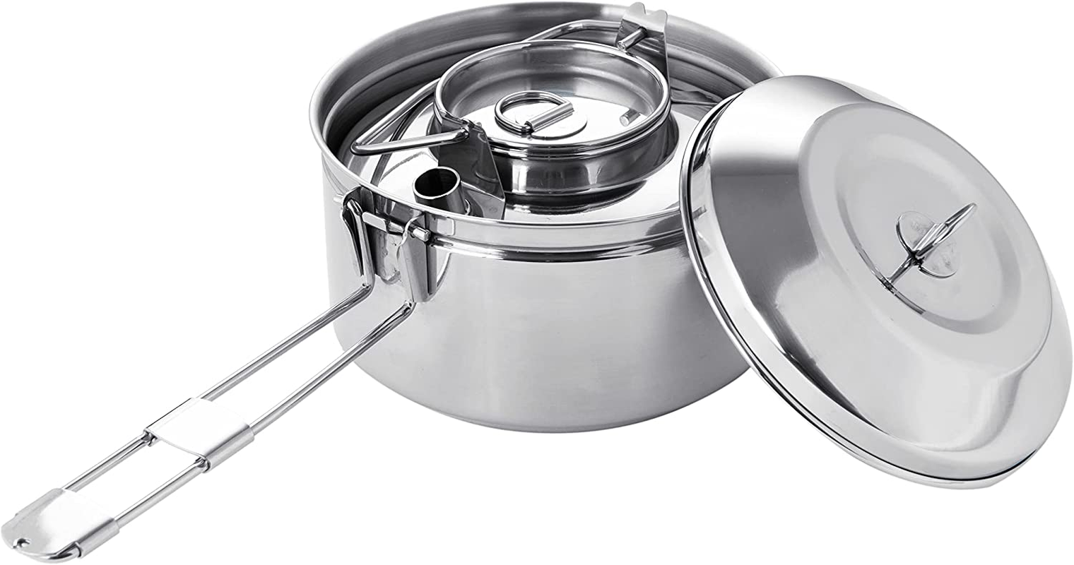 Fire-Maple 1.0L Stainless Steel Camping Kettle and 1.0L Cooking Pot Set, 3-Piece Cookware Set for Backpacking, Camping, Fishing, Bushcraft, Stovetop, Open Fire - 1.5 Litre Stainless Steel image number 6