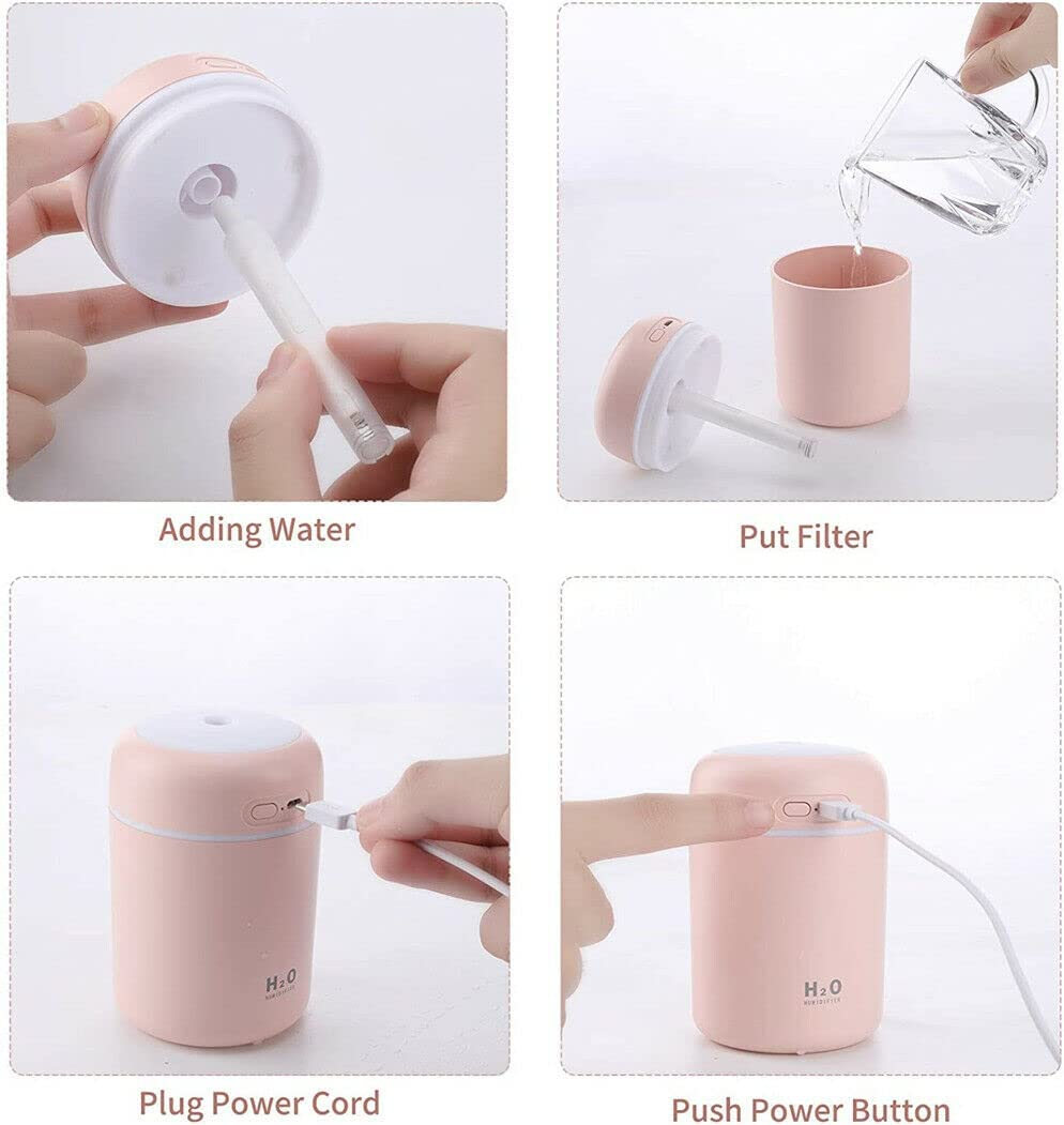 USB Car Air Purifier Diffuser Aroma Oil Humidifier Mist Led Night Light Home (300Ml Grey) image number 6