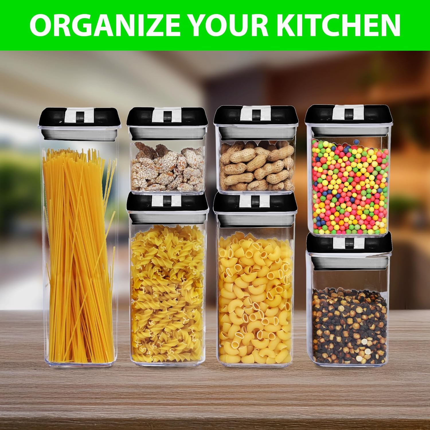 Premium 14-Pack Food Storage Containers with Lids-Crystal Clear Kitchen Storage Plastic Containers with Airtight Fliplock Lids-Durable & Versatile Food Containers with 20 Labels & Pen (Black) image number 6