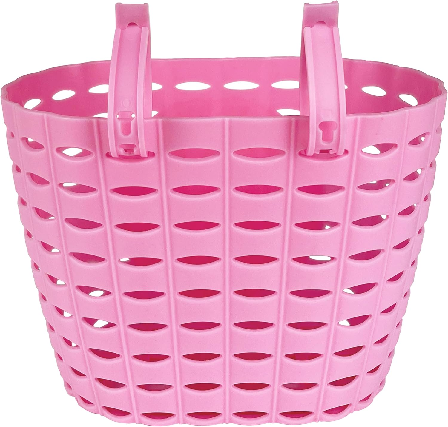 Kids Bike Basket for Girls, Pink Bicycle Front Handlebar Basket, Adjustable Plastic Tricycle Basket for Baby Girls, Toddlers