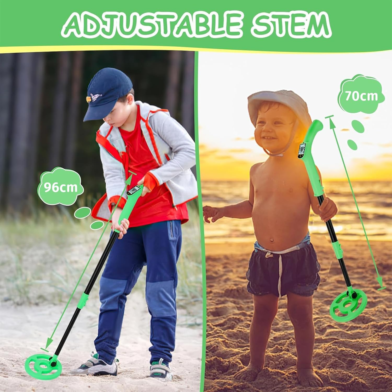 XIIULIUU Metal Detector, Adjustable 70-96Cm Metal Detector for Kids with Intuitive LCD Display, Lightweight Kids Metal Detectors with 6&rdquo; Search Coil for Exploration Hiking image number 4
