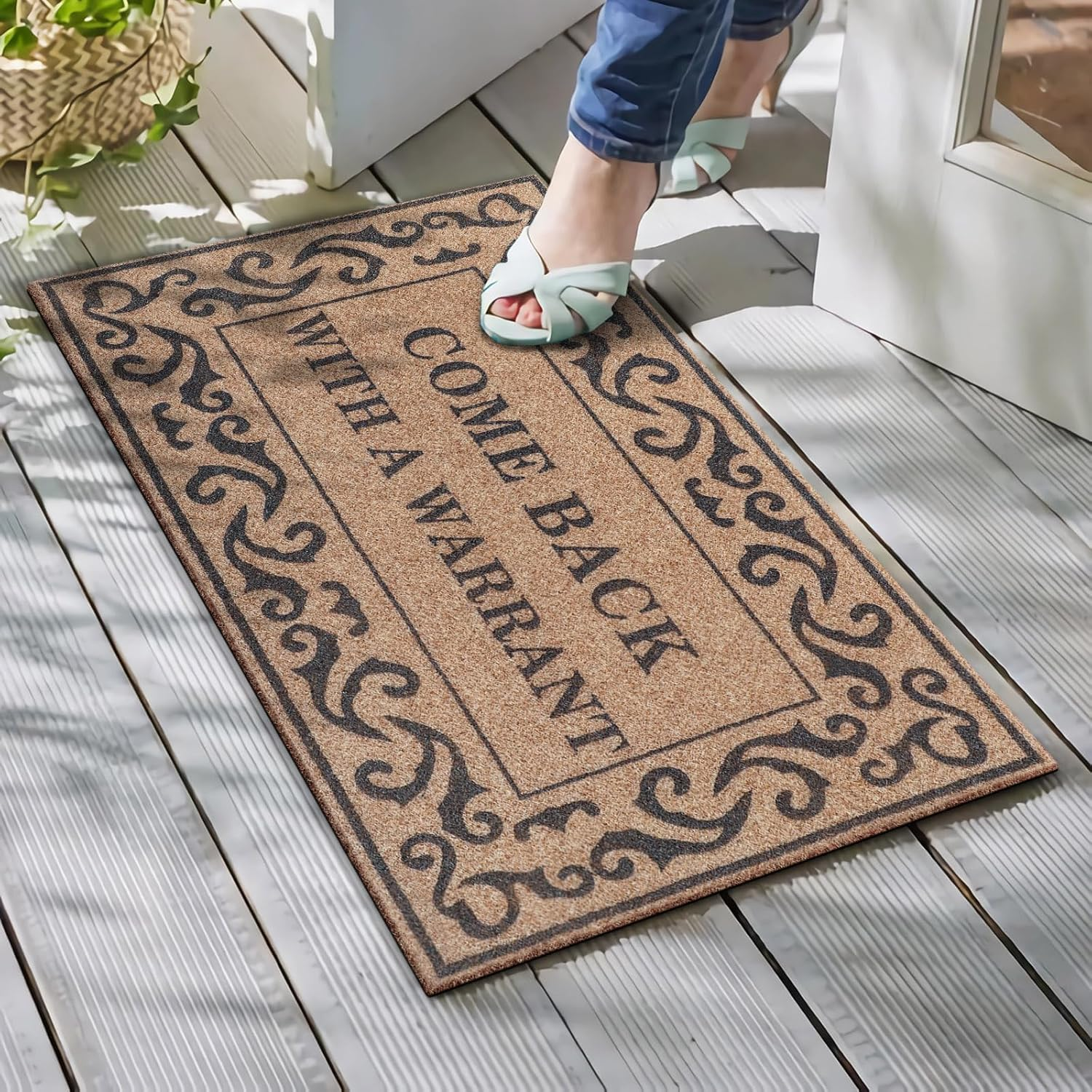 Door Mat Funny Durable Front Door Mat for Home Entrance Kitchen and Garden Entryway Indoor Outdoor Welcome Mat Non Slip Rubber Backing Mats Easy to Clean 18 X 28 Inches Brown image number 6