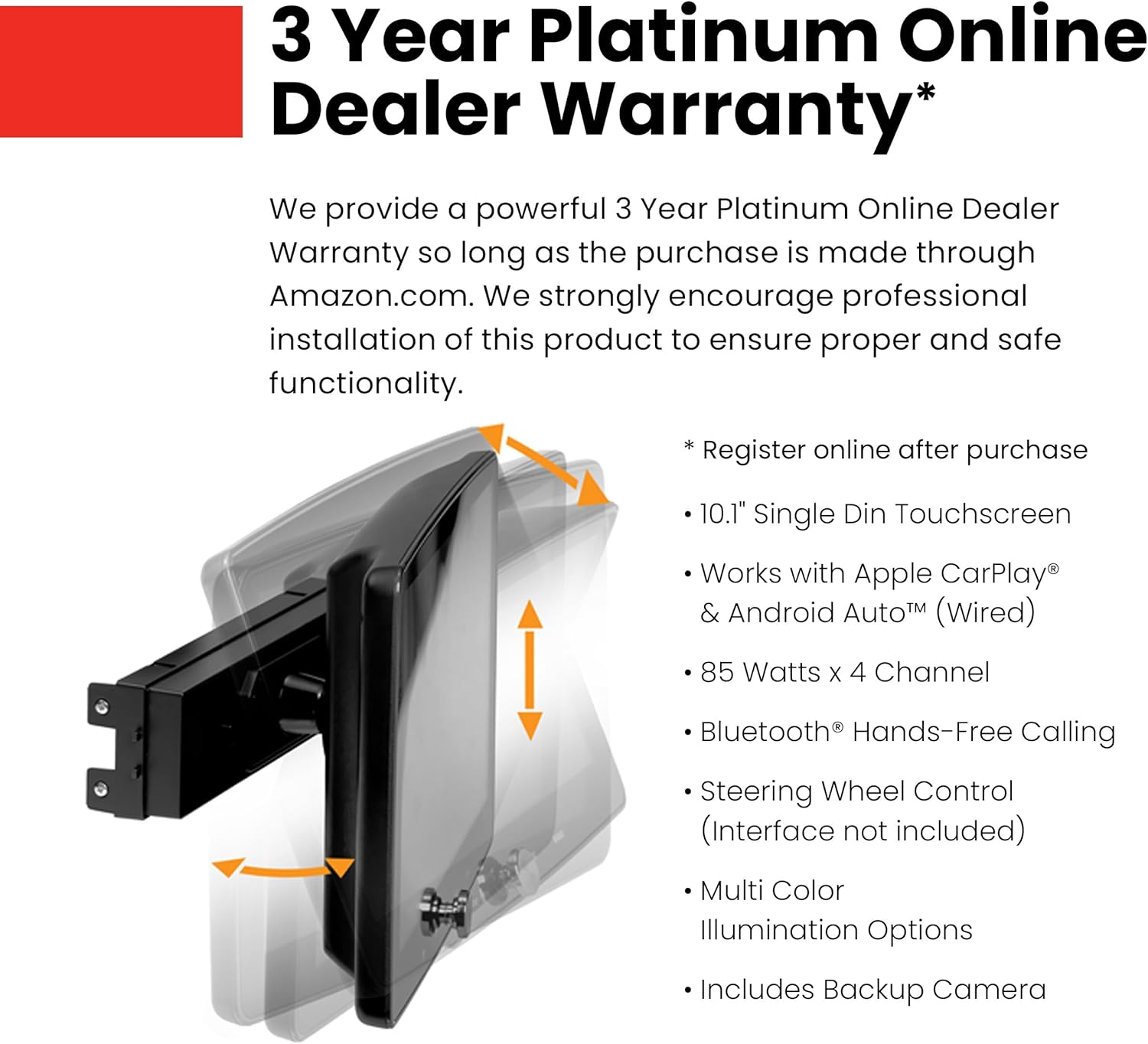 BOSS Audio Systems BCPA10RC Car Stereo - Apple Carplay, Android Auto, 10.1 Inch Single Din, Touchscreen, Bluetooth Audio and Calling, No CD DVD Player, Backup Camera, Radio Receiver image number 6