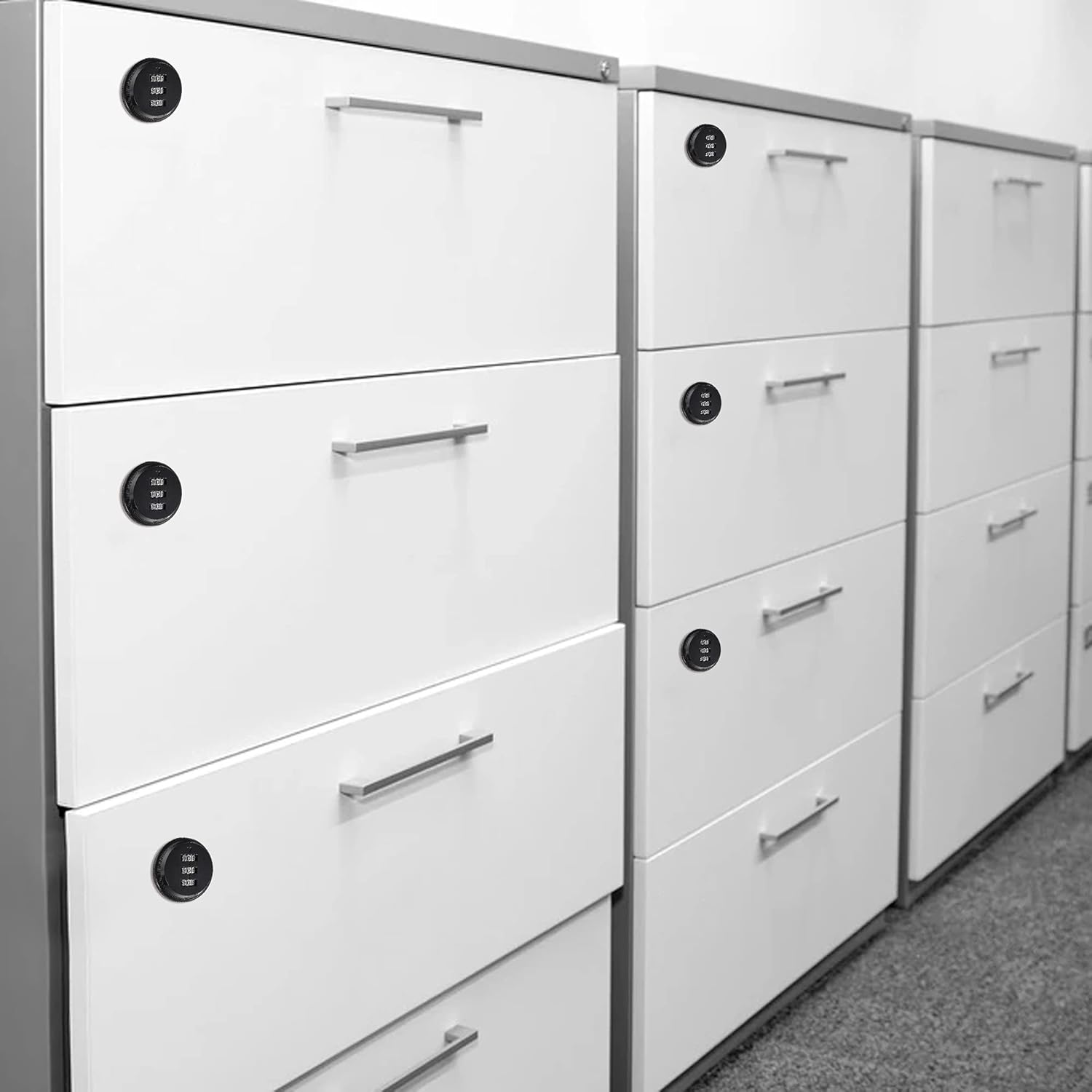 4 Pack Combination Cabinet Lock, Password Coded Cabinet Lock,Combination Cam Locks with 1-1/8'' & 3/4'' Cylinder Chrome Finish,Security Locks for Cabinet Deposit Box Mailbox Black image number 1