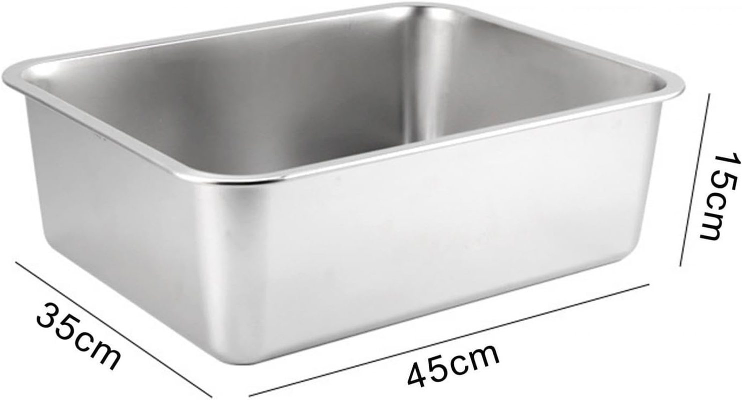 Cat Metal Kitten Litter Pan Kitten Potty Pan Rustproof Smooth Surface Top Open High Sides, 45X35X15Cm - 40X30X15Cm W Handle image number 6