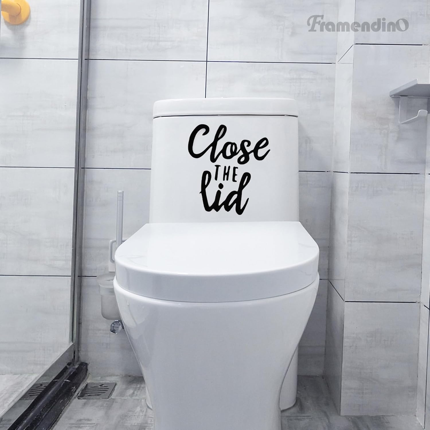 Framendino, 4 Pack Funny Toilet Seat Stickers Flush and Close Lid Decals Sign for Home Bathroom image number 4