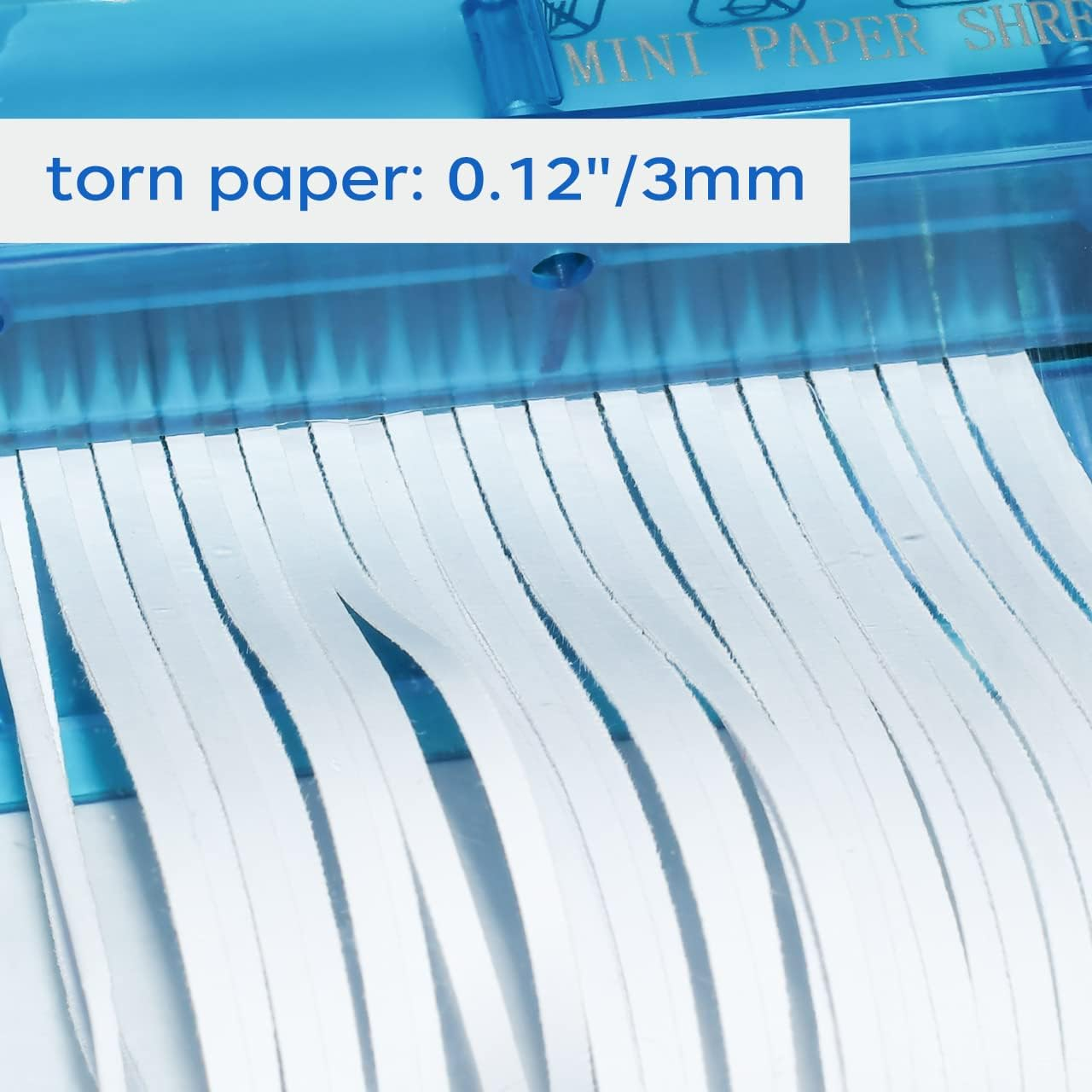 JIKIOU Mini Hand Shredder Portable Paper Shredder Manual Shredder Documents Paper Cutting Tool Home Office Desktop Stationery Christmas Birthday Gift Blue image number 4