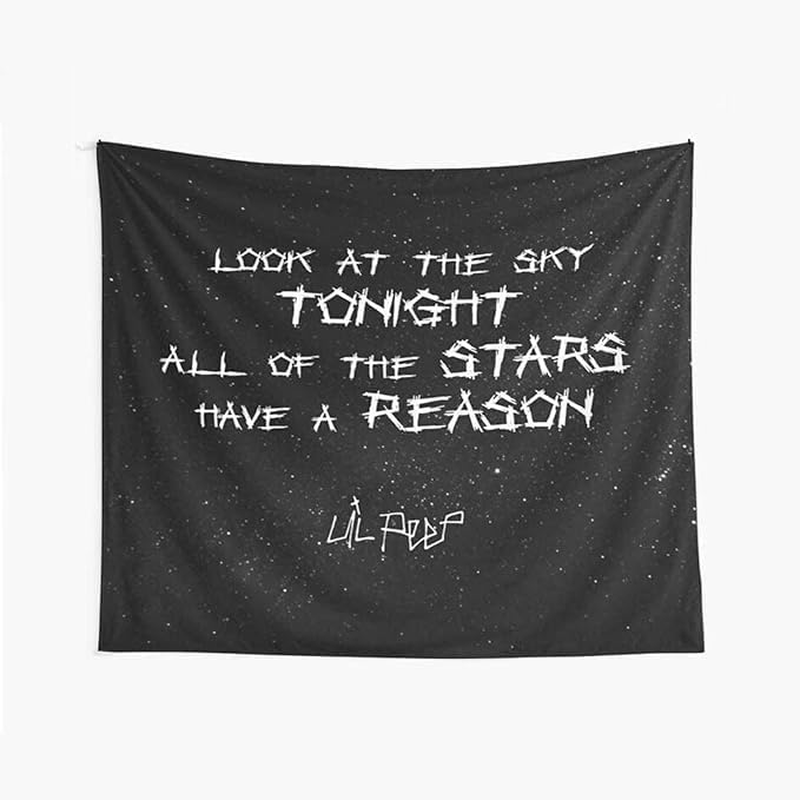 Acemedia Black Lettered Tapestry Wall Hanging,Polyester Fiber,Wall Tapestry Home Decor(130X150 Cm) image number 1