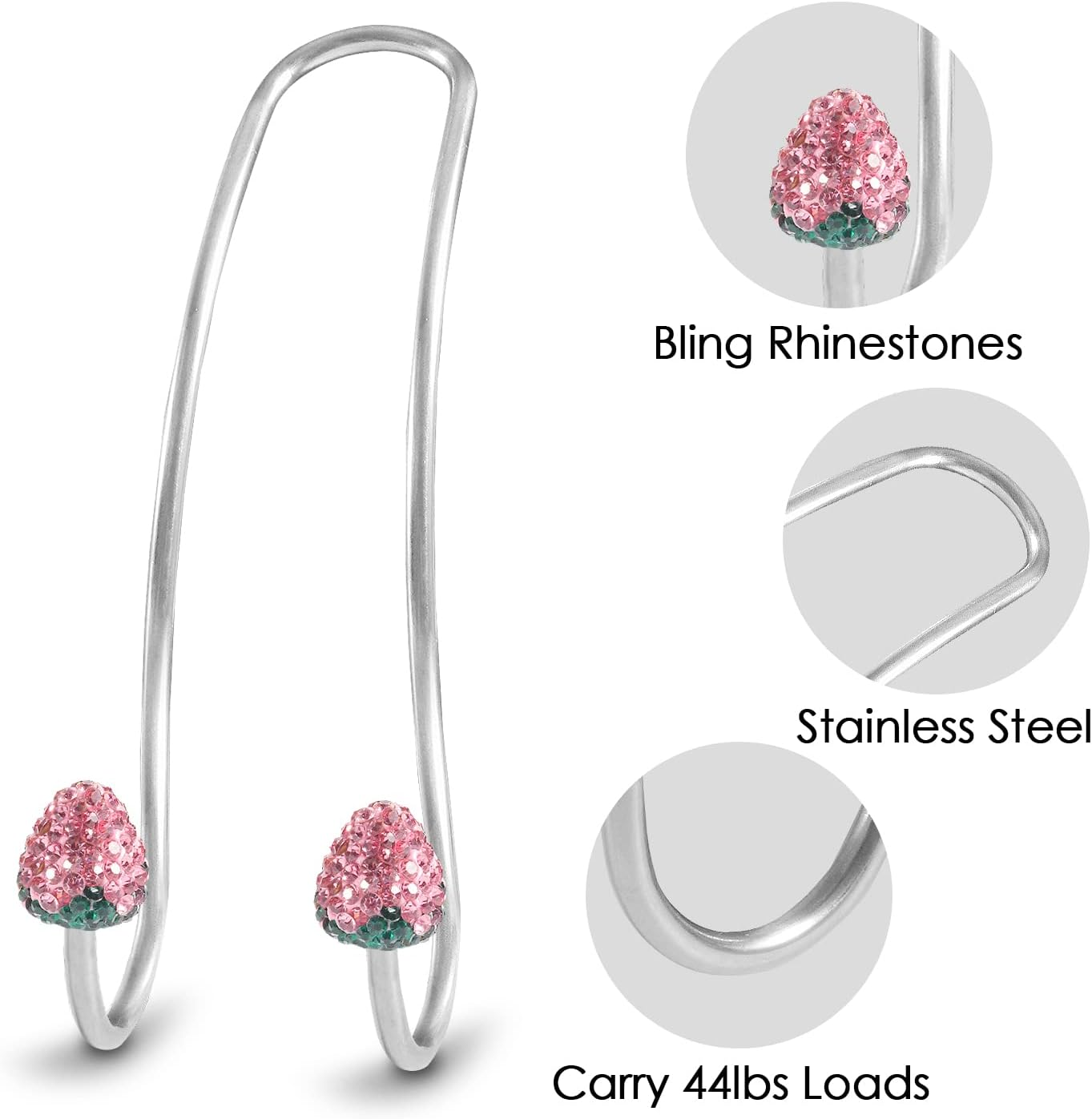 Guoord Pink Car Accessories for Women, 2 Pcs Hot Pink Car Decor Hooks for Purses and Bags, Durable Backseat Holder, Strawberry Purse Hook Hangers, Storage Universal for SUV Truck & Van image number 1