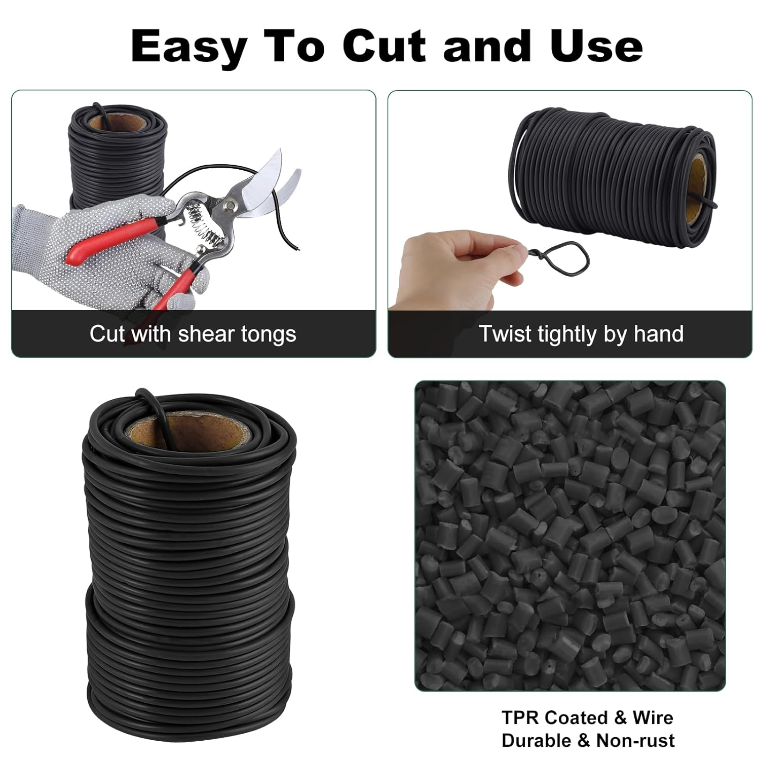 101 Feet Black Plant Twist Ties, Soft Plant Ties for Vine Support, 3Mm TPR Flexible Garden Tie for Plants Gardening Office Home Use image number 3