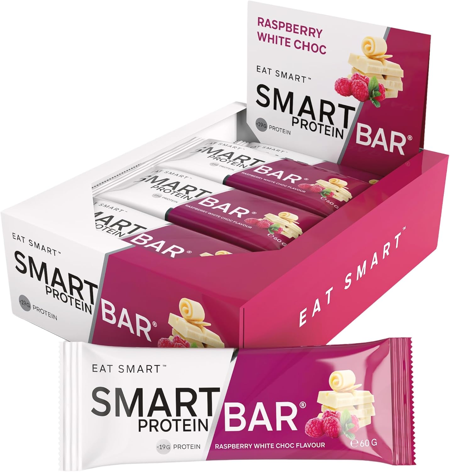 Smart Bars Protein Bar - Raspberry White Choc, 12 X 60 G | 18.5 G High Protein Snack, Keto Friendly, Nutritional, Low-Carb, Low Sugar image number 4