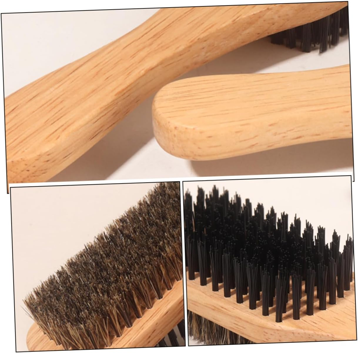 2Pcs Boar Bristle Hair Brushes Large and Small Double-Sided Styling Hair Brush for Men and Women and Cleaning image number 3