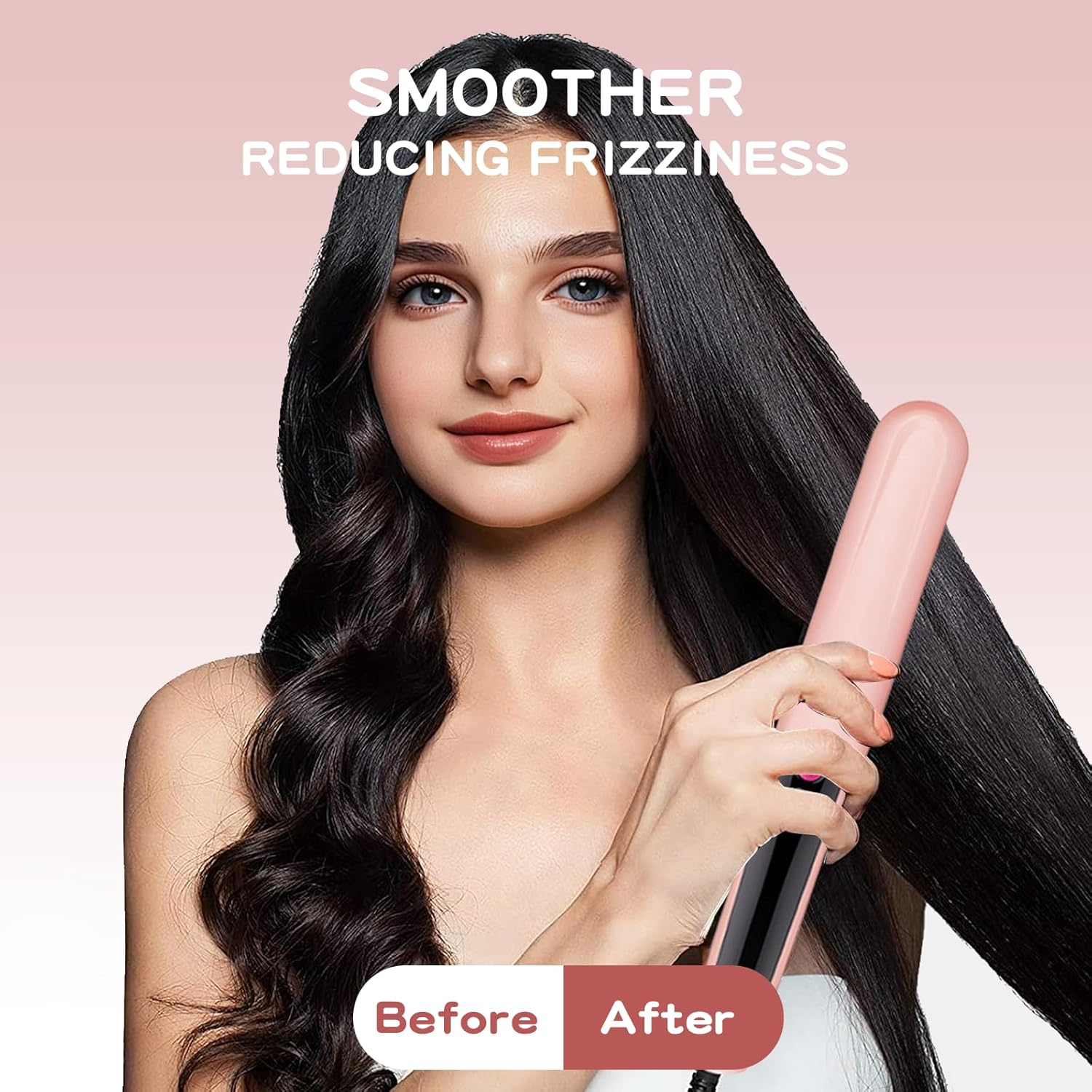 Anion Hair Straightener Brush Hair Iron with Built-In Comb 1 Minute Heating to 180&deg;C 180&deg;C/200&deg;C/230&deg;C3 Constant Temperature Mode Anti-Burn Design (Pink) image number 4