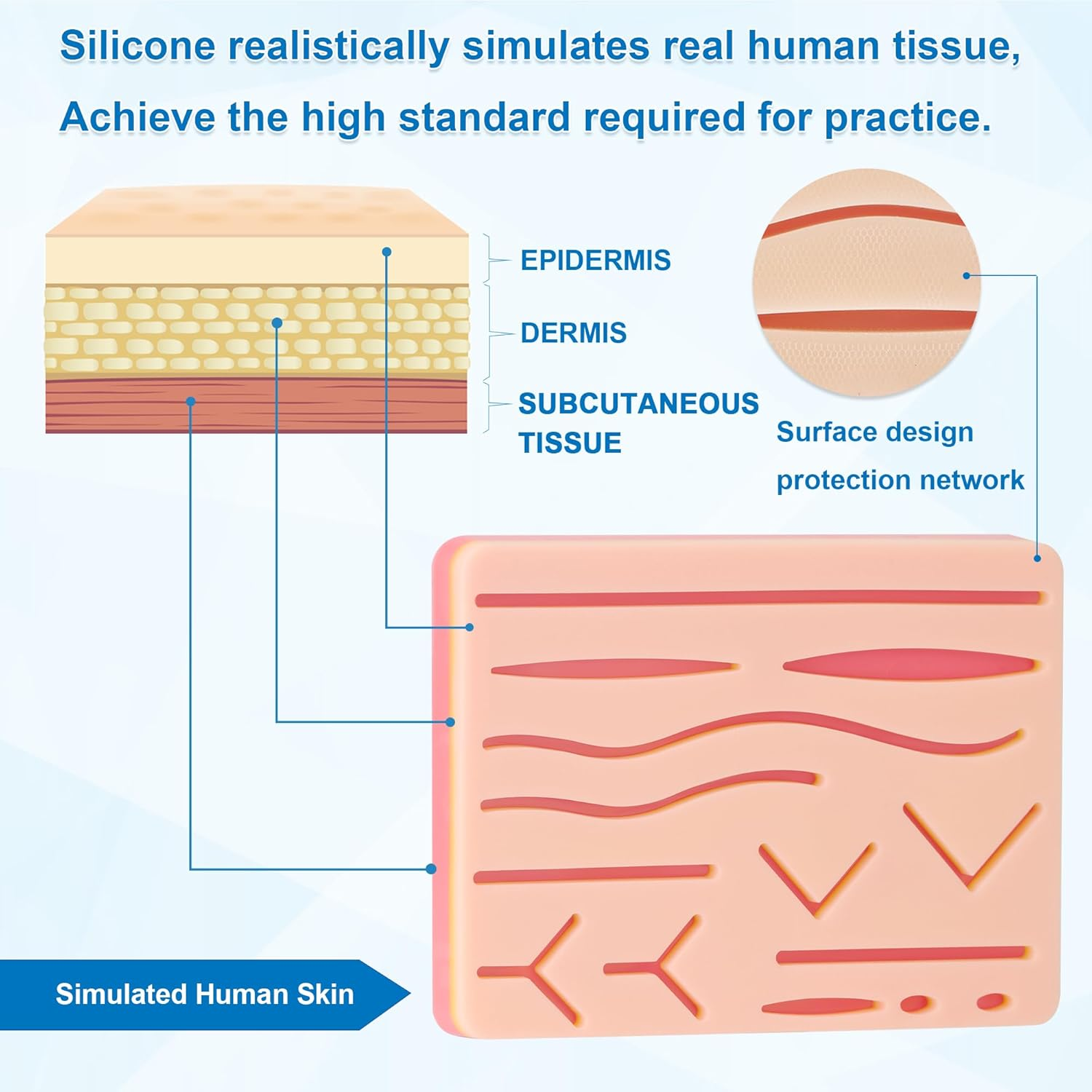 Suture Practice Kit for Medical Students, Silicone Pad Surgery Wounds Closure Suturing, Supplies for Vet Nursing Students Surgical Stitches Kits De Suturas Med School Essentials. image number 6