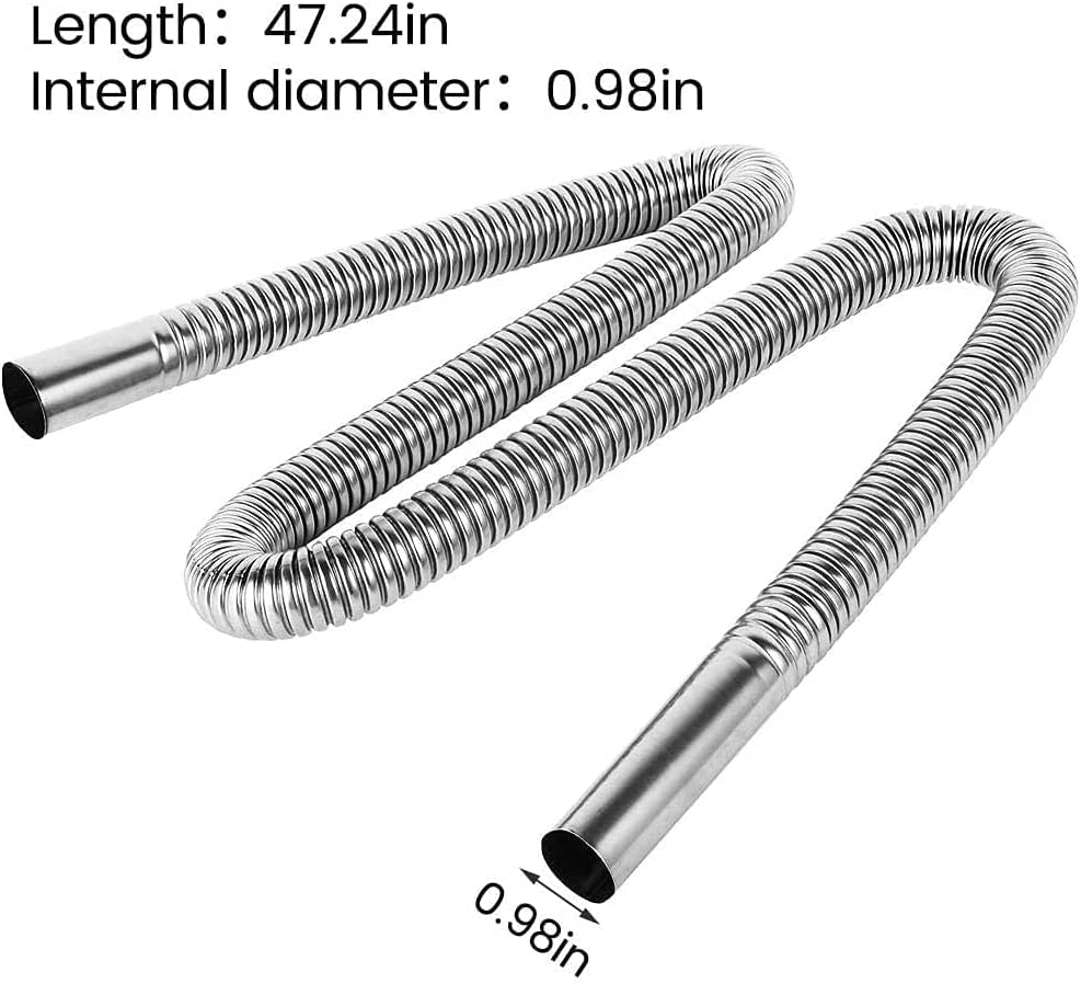 Exhaust Pipe Flex Kit, Steel Exhaust Clamps Bracket Gas Vent Hose Portable Pipe Silence for Air Diesels Car Heater Kit (47 Inch (120Cm)) (120Cm) image number 1