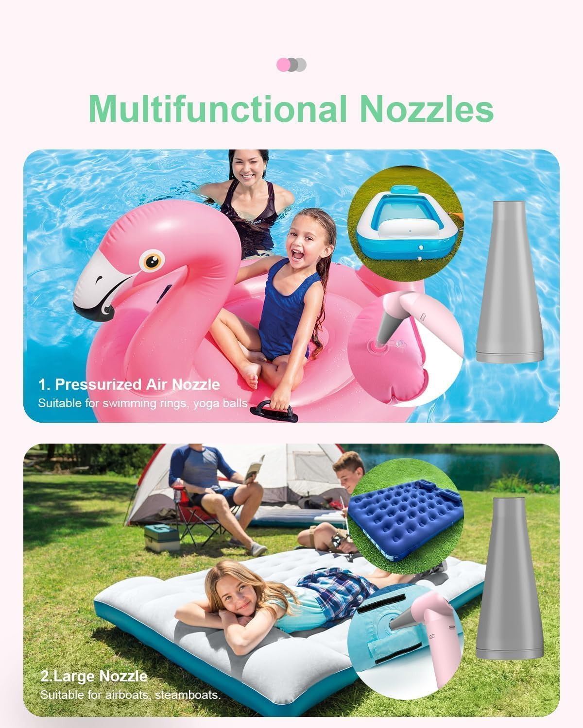 Compressed Air Duster,180000Rpm 3 Gear Jet Dryer Blower Electric Portable Air Duster Adjustable Rechargeable Cordless Jet Dry Blower Air Blower for Home and Car Air Bed Hair Dry - Pink image number 3