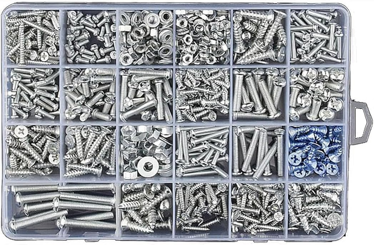 AIMALL Household Screw and Nut Kit - Complete Screw Box with Self-Tapping Screws, Nuts, Washers in Sizes M2, M3, M4, M5, M6 for DIY and Repairs image number 2