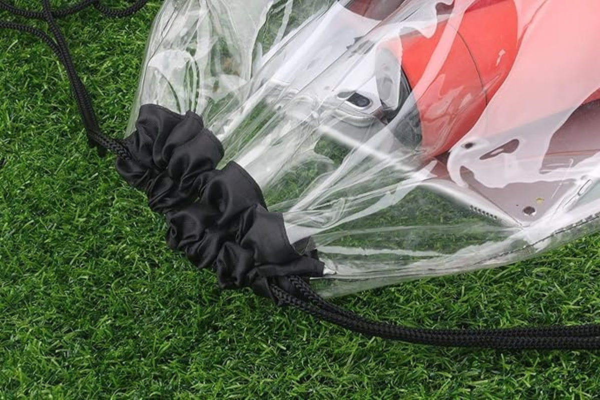 2 Pieces Clear Drawstring Bags, Waterproof Clear Bag for Stadium Colleges Sport Event Work Concert Security Approved, Drawstring image number 3