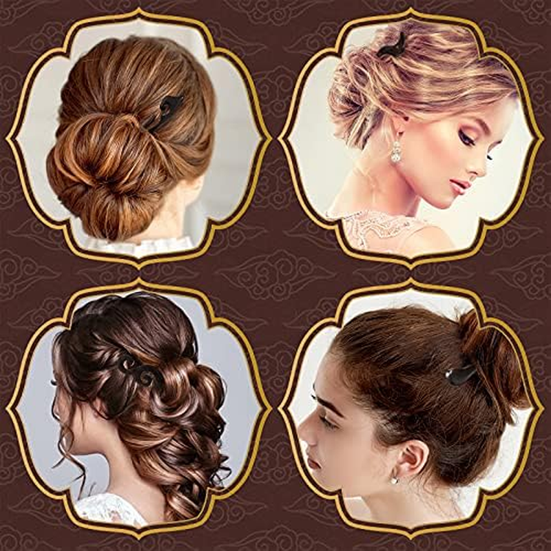 3 Pieces Wood Hair Sticks Japanese Hair Chopsticks Handmade Carved Hair Chopsticks Natural Ebony Black Sandalwood Pencil Hair Sticks Shawl Hair Pins for Women Girls Hair Styling Accessories image number 5