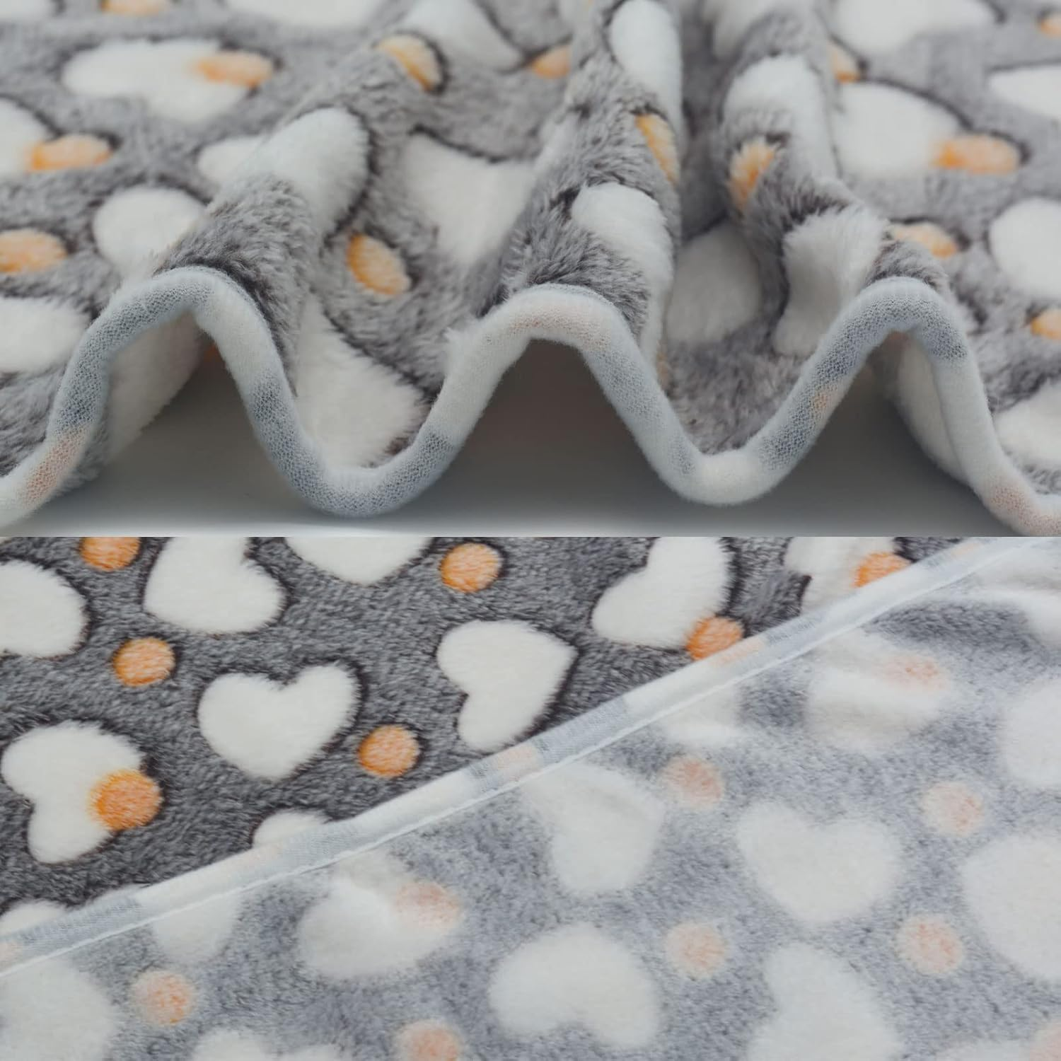 1 Pack 3 Puppy Blankets Super Soft Warm Sleep Mat Grey Cute Print Blanket Fluffy Fleece Pet Blanket Flannel Throw Dog Blankets for Small Dogs Puppy Dogs Fluffy Cats,Love-Large(40"X30") image number 4