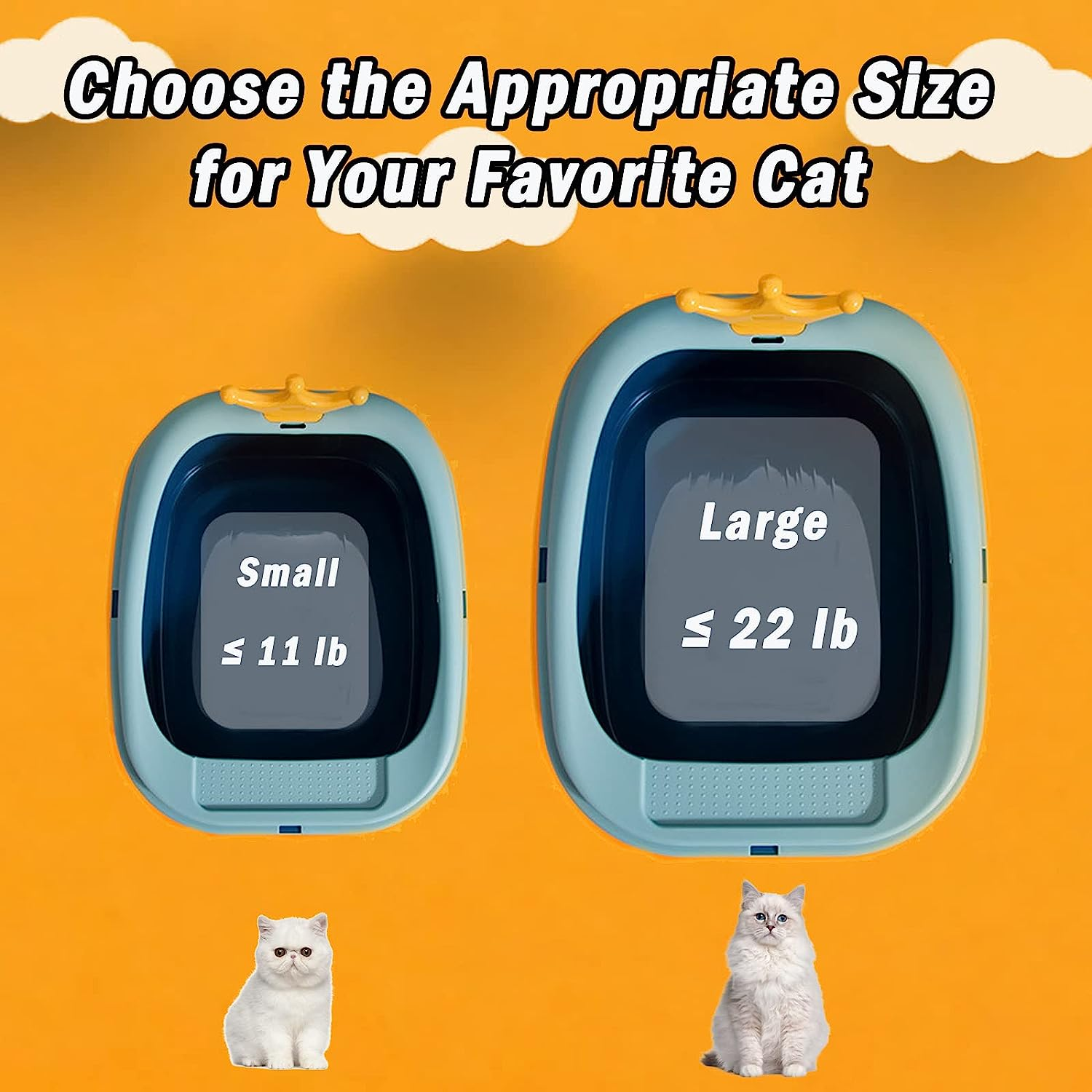 Cat Litter Box with Heightening Anti-Splashing Cat Toilet with Litter Sifting Scoop, Semi-Enclosed Removable Prevent Sand Leakage Deodorizing Cat Pan Easy to Clean and Assemble (Small, Blue) image number 2