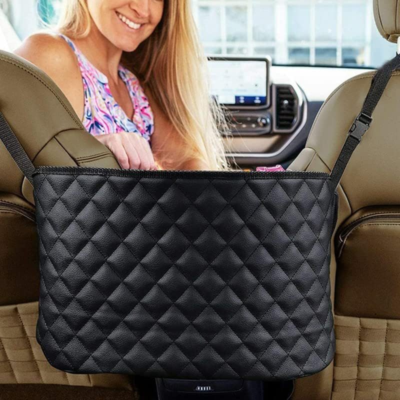 AIMALL Car Handbag Holder, Advanced between Car Seat Storage Bag Net Pocket Handbag Holder Organizer Bag, Black, 10.6 X 15.3 Inches image number 3