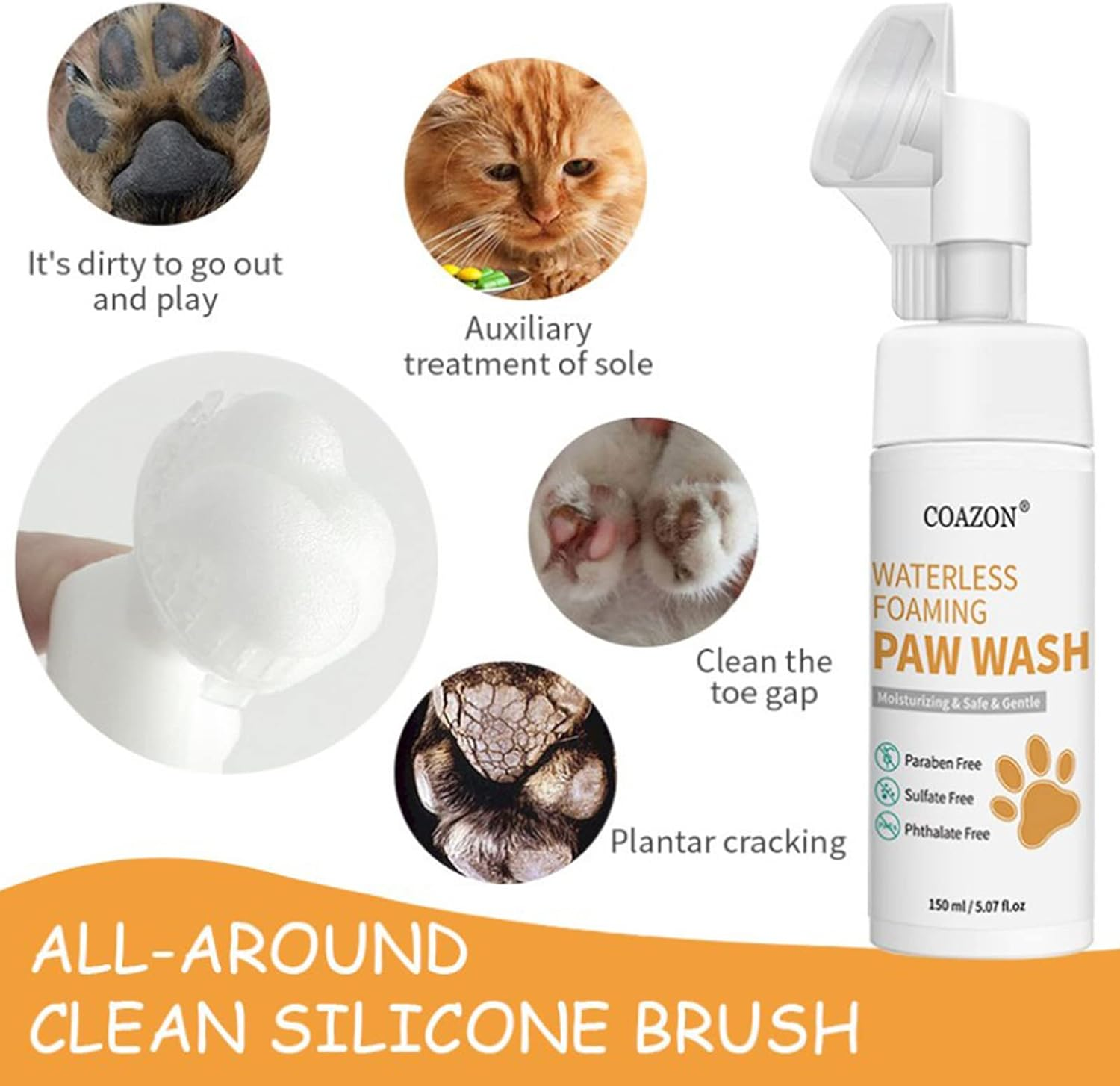 Purevie Dog Paw Cleaner Set, with 150Ml Dog Paw Cleaner & 60G Dog Paw Balm, 100% Natural Paw Pad Balm for Pets, Repairs & Restores Dry, Cracked & Damaged Paws, 2 Oz Canine Paw Moisturizer