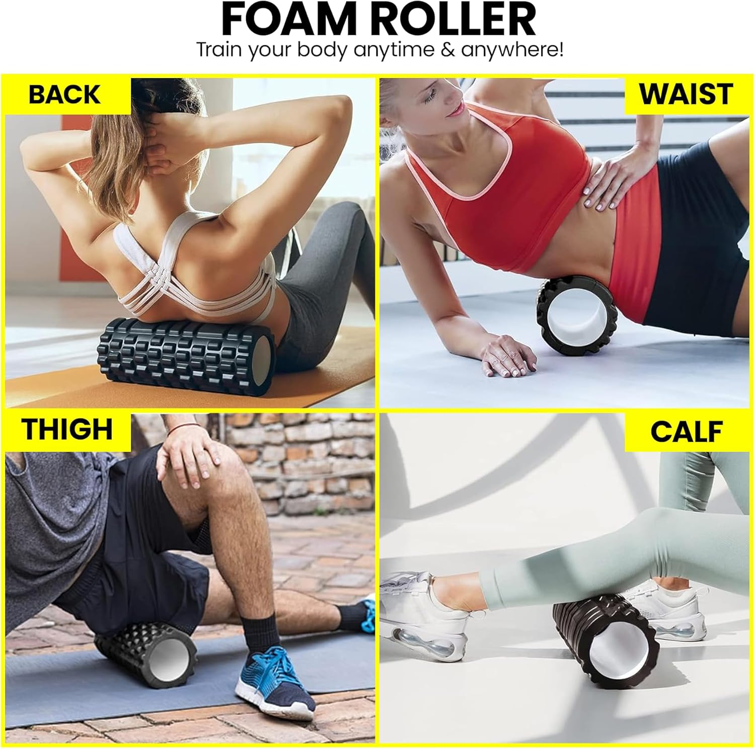 Foam Roller - EVA Muscle Massage Roller for Deep Tissue Tension Relief, Portable Gym, Yoga, Fitness Therapy Roller for Back, Legs, Shoulders (Purple) image number 5