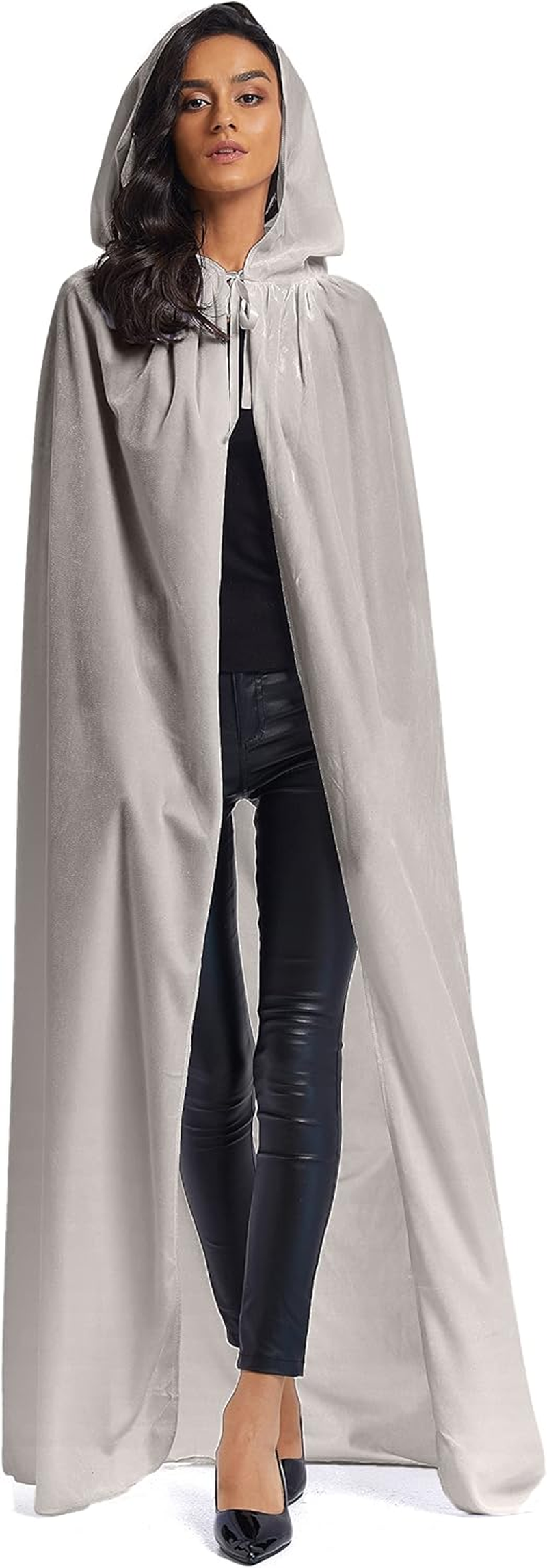 Velvet Cloak, Adult Hooded Cloak Velvet Cape Halloween Witch Costume for Men and Women Cosplay Costumes 59Inch