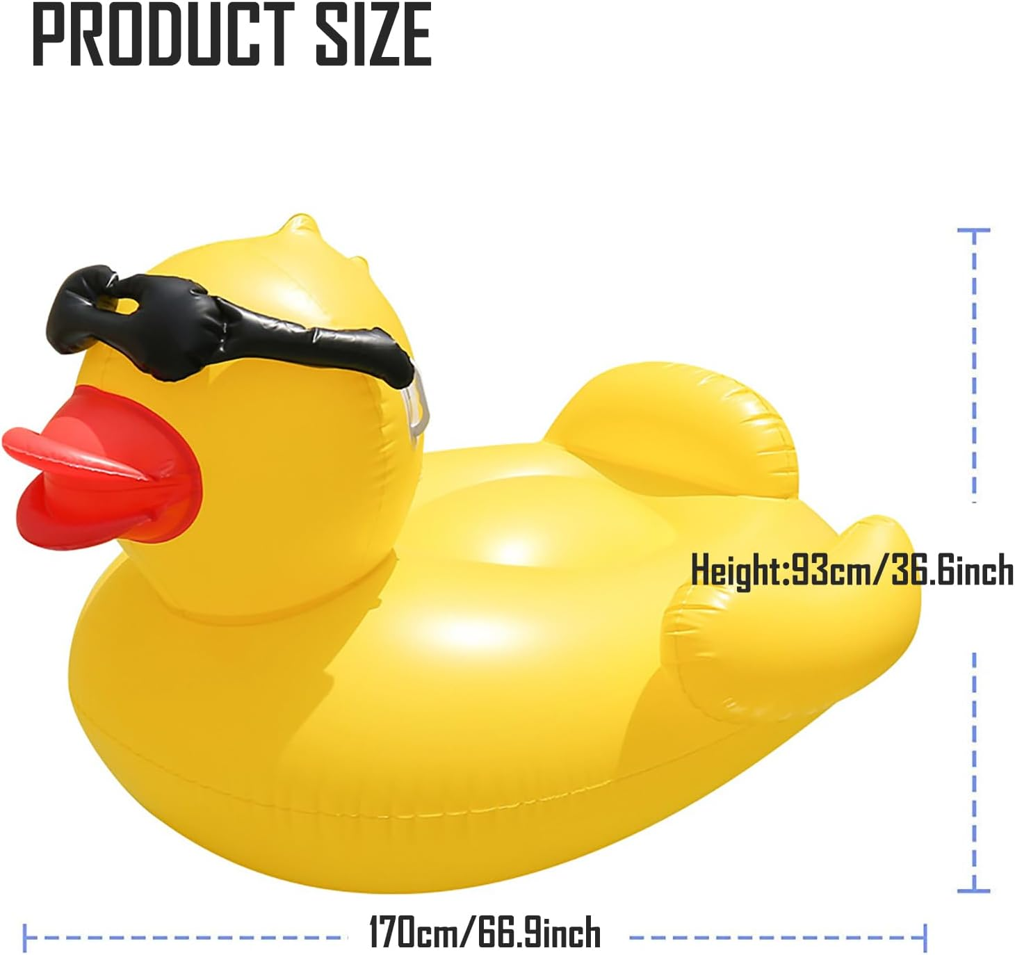 Duck Swimming Ring Rafts&Inflatable Ride-Ons Floating Row, without Pump Duck Pool Float for Kids Adults Giant Water Lounge Chair Large Adult Yellow Hammock Floating Row image number 1