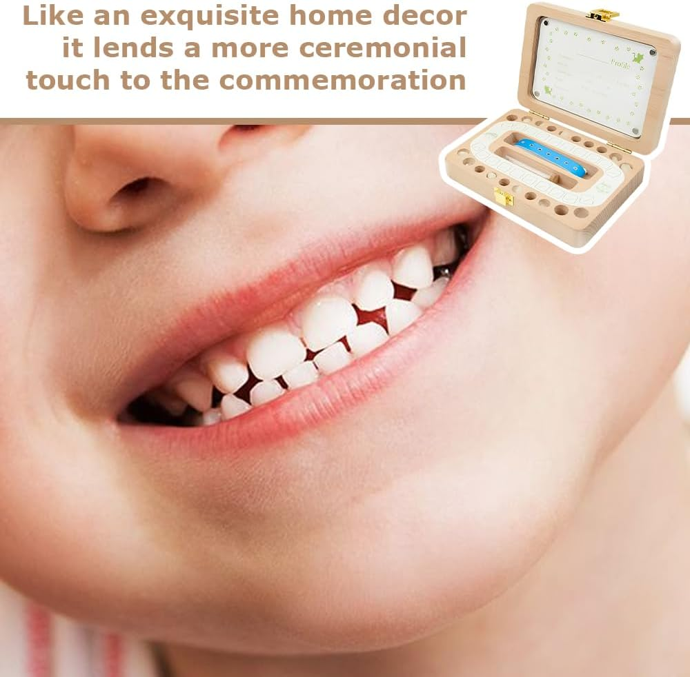 Baby Tooth Box, with Photo Frame,Wooden Baby Teeth Storage Box, Kids Keepsake Organizer, Infant Fetal Hair Storage Case,For Toddler&lsquo;S Teeth and Hair image number 4