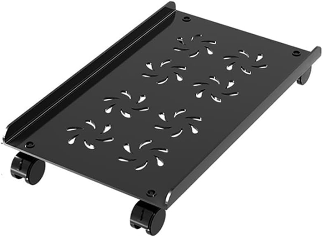 Computer Tower Heavy-Duty CPU Stand Cart with Four Wheels Rolling Monitor Support Mobile PC Holder Desk Accessories (White)