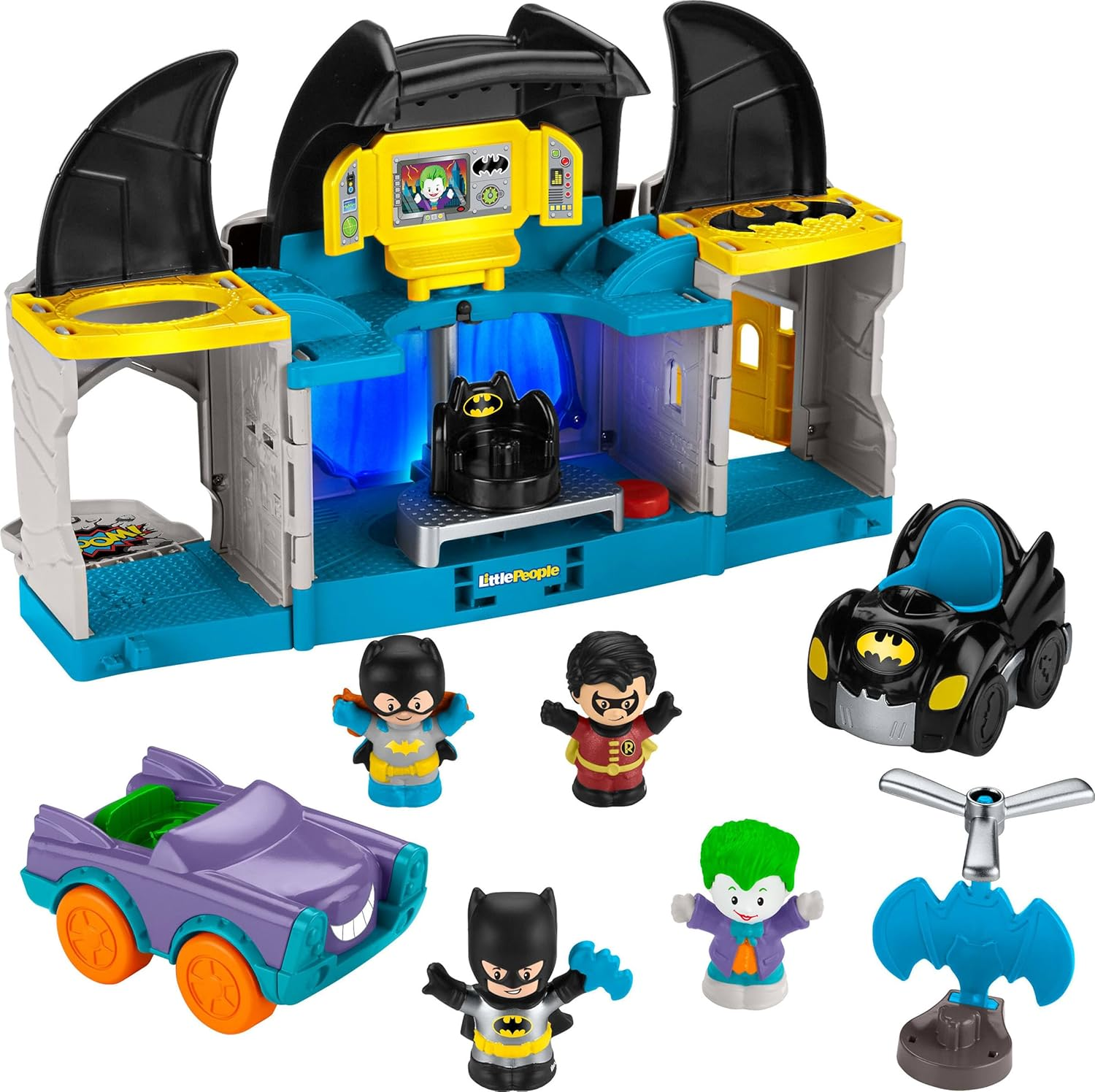 Fisher-Price Little People Toddler Batman Toy DC Super Friends Deluxe Batcave Playset with Figure for Pretend Play Ages 18+ Months