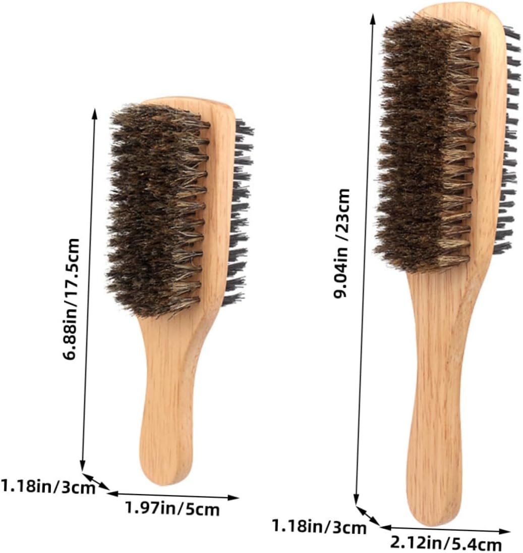 2Pcs Boar Bristle Hair Brushes Large and Small Double-Sided Styling Hair Brush for Men and Women and Cleaning image number 4