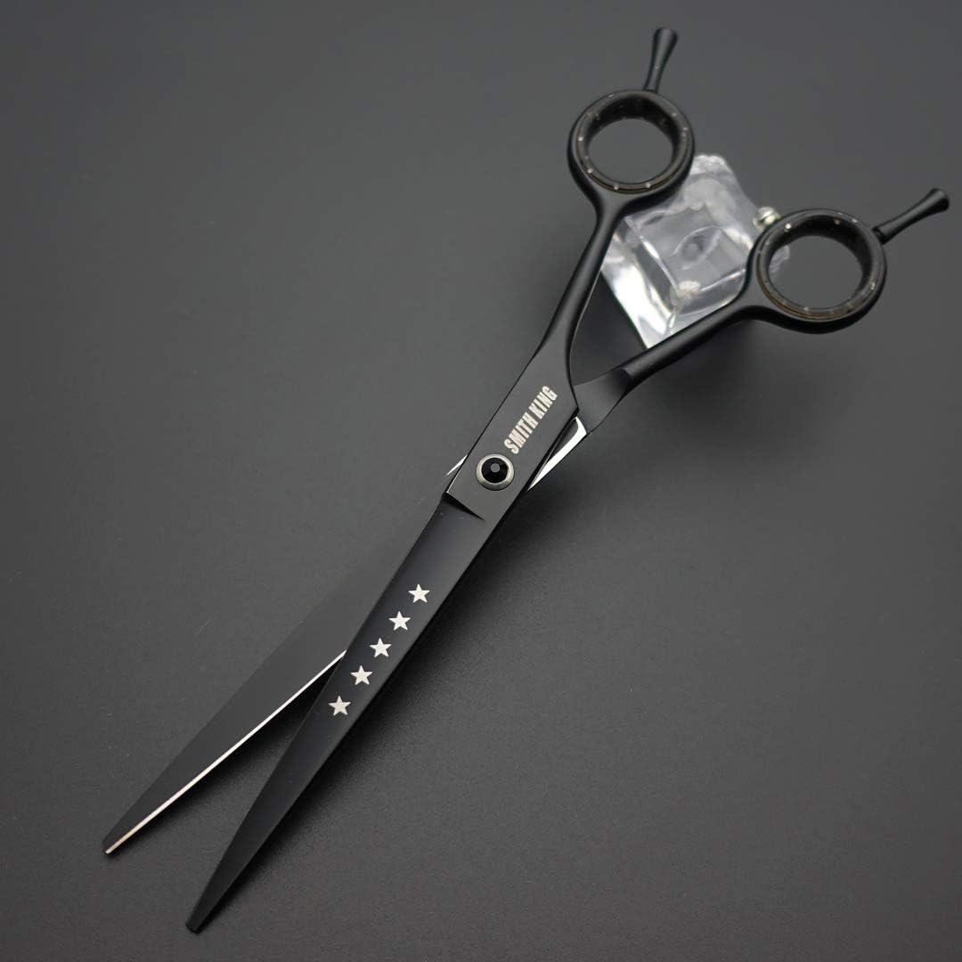 7.0 Inches Professional Dog Grooming Scissors Set Straight & Thinning & Curved & Chunkers & Comb 5Pcs in 1 Set for Left-Handed & Right Handed Black - Black image number 6