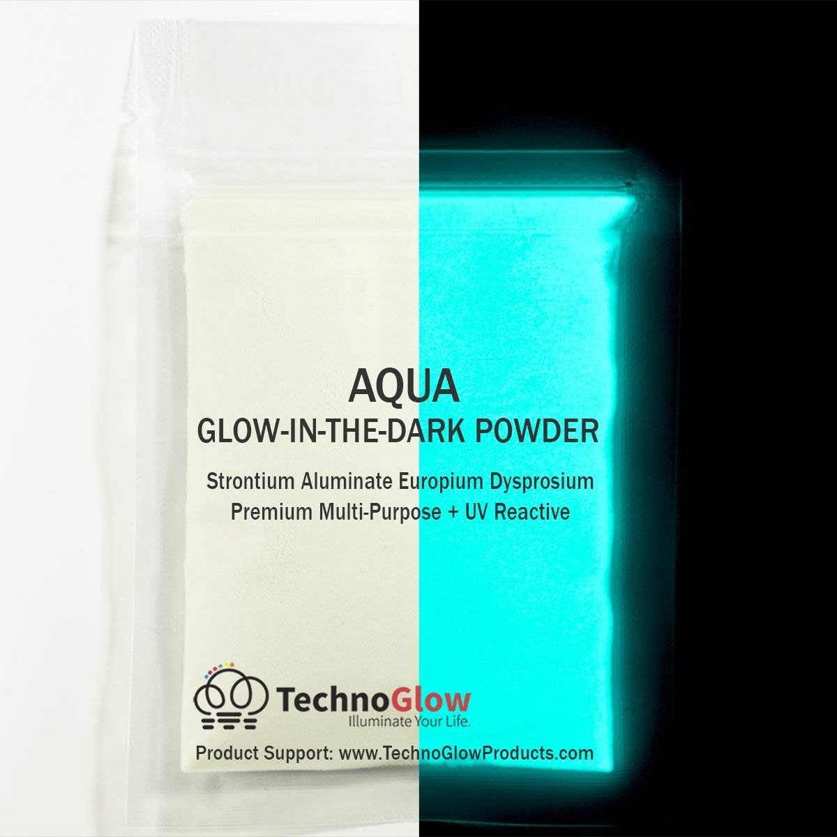Glow in the Dark & UV Reactive Powder - Multipurpose Pro-Series (Natural Aqua, 60Mls (57G))