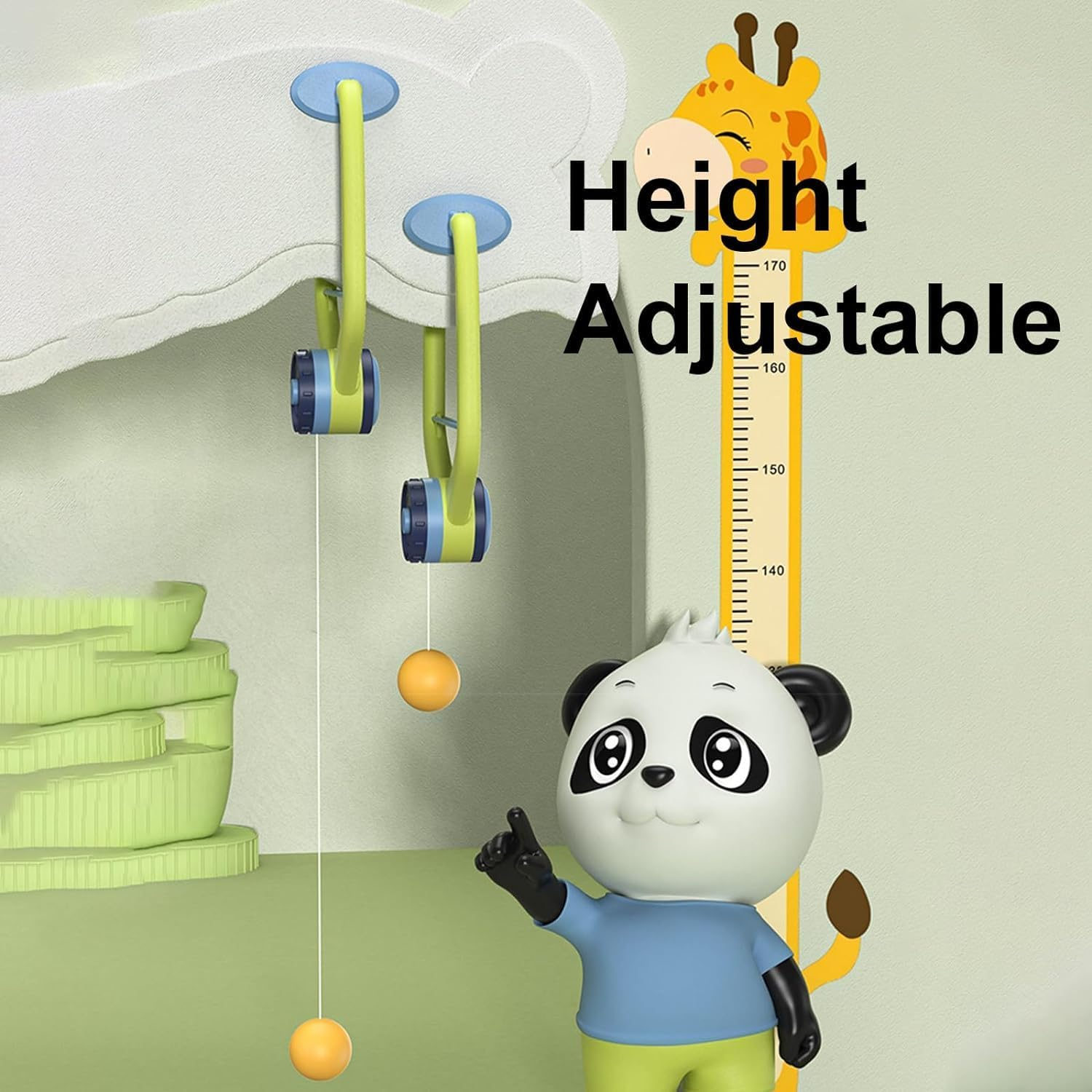 Hanging Table Tennis Trainer Set, Children'S Table Tennis Trainer, Portable Pingpong Ball Set with Ping Pong Balls&Paddle,Indoor Hanging Table Tennis, Indoor Games Toy(2 Rackets 6 Balls) image number 2